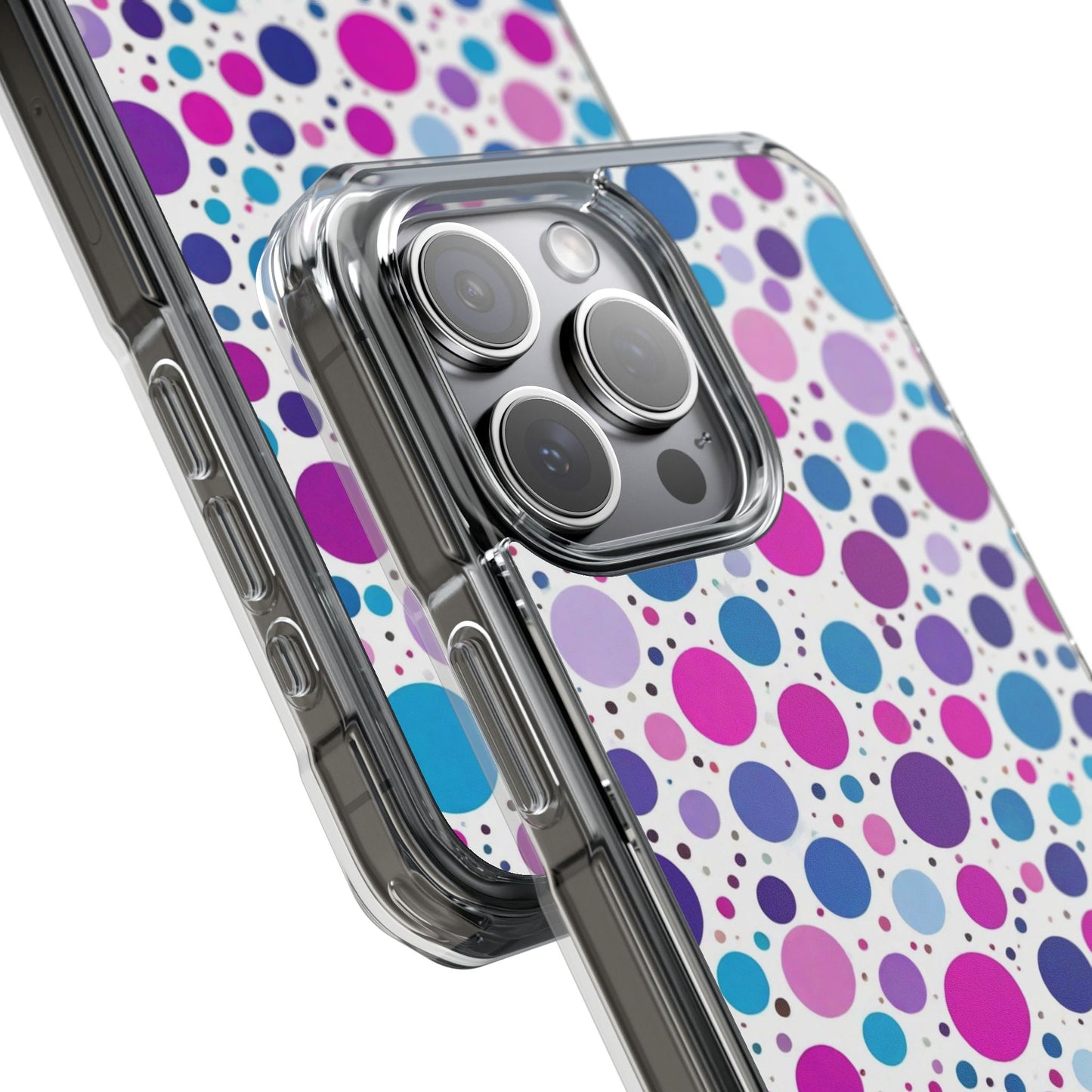 Polka Dot Design Magnetic Clear Impact Case for iPhone 16 15 14