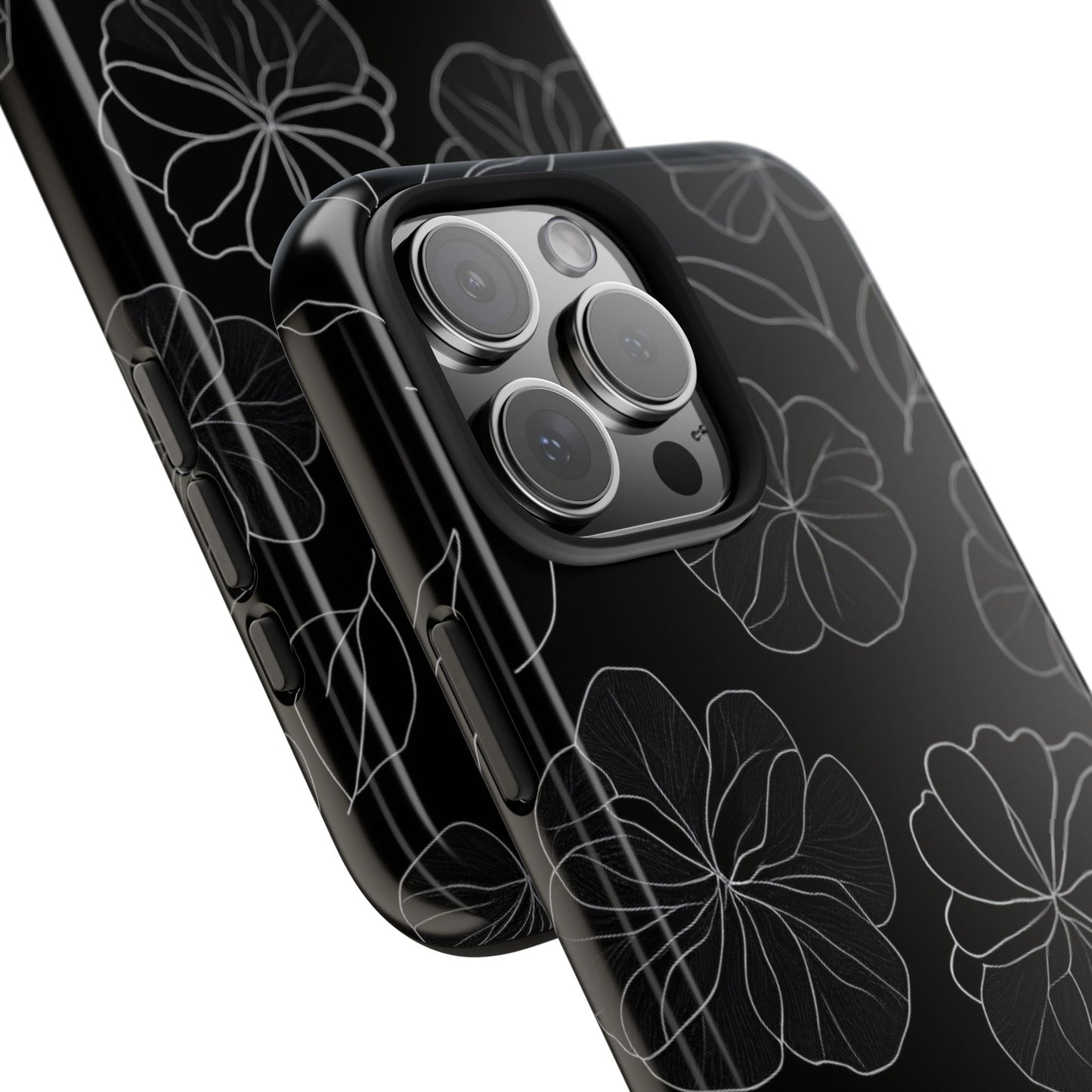 Black Floral Tough Phone Case