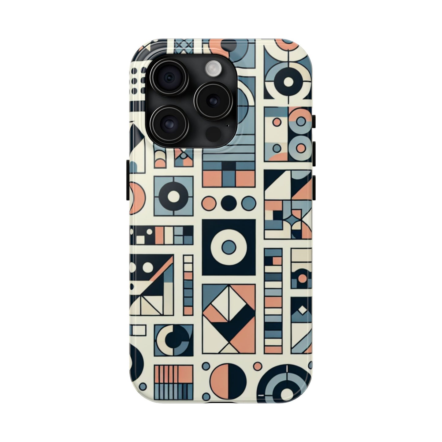 Geometric Print Tough Phone Case for iPhone 16 15 14 13 12 11 X 8 7 Samsung Galaxy S24 S23 S22 S21