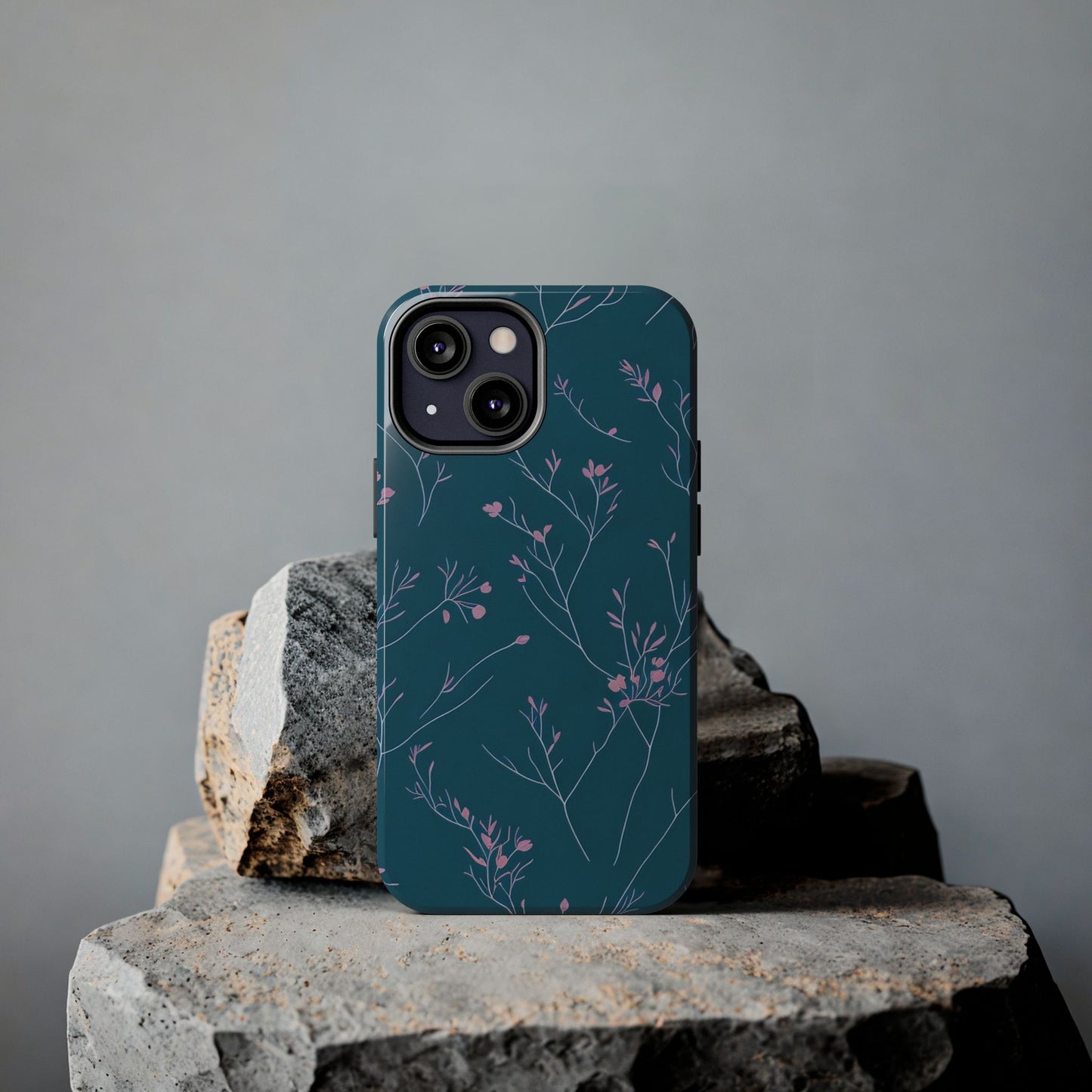 Teal Floral Tough Phone Case