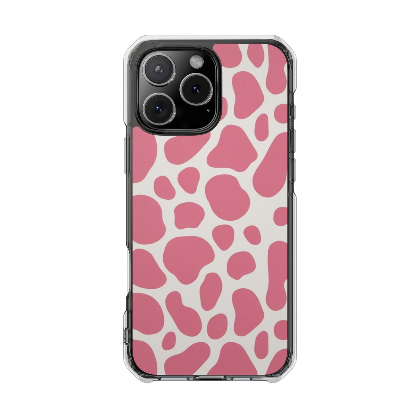 Pink Giraffe Print Magnetic Clear Impact Case for iPhone 16 15 14