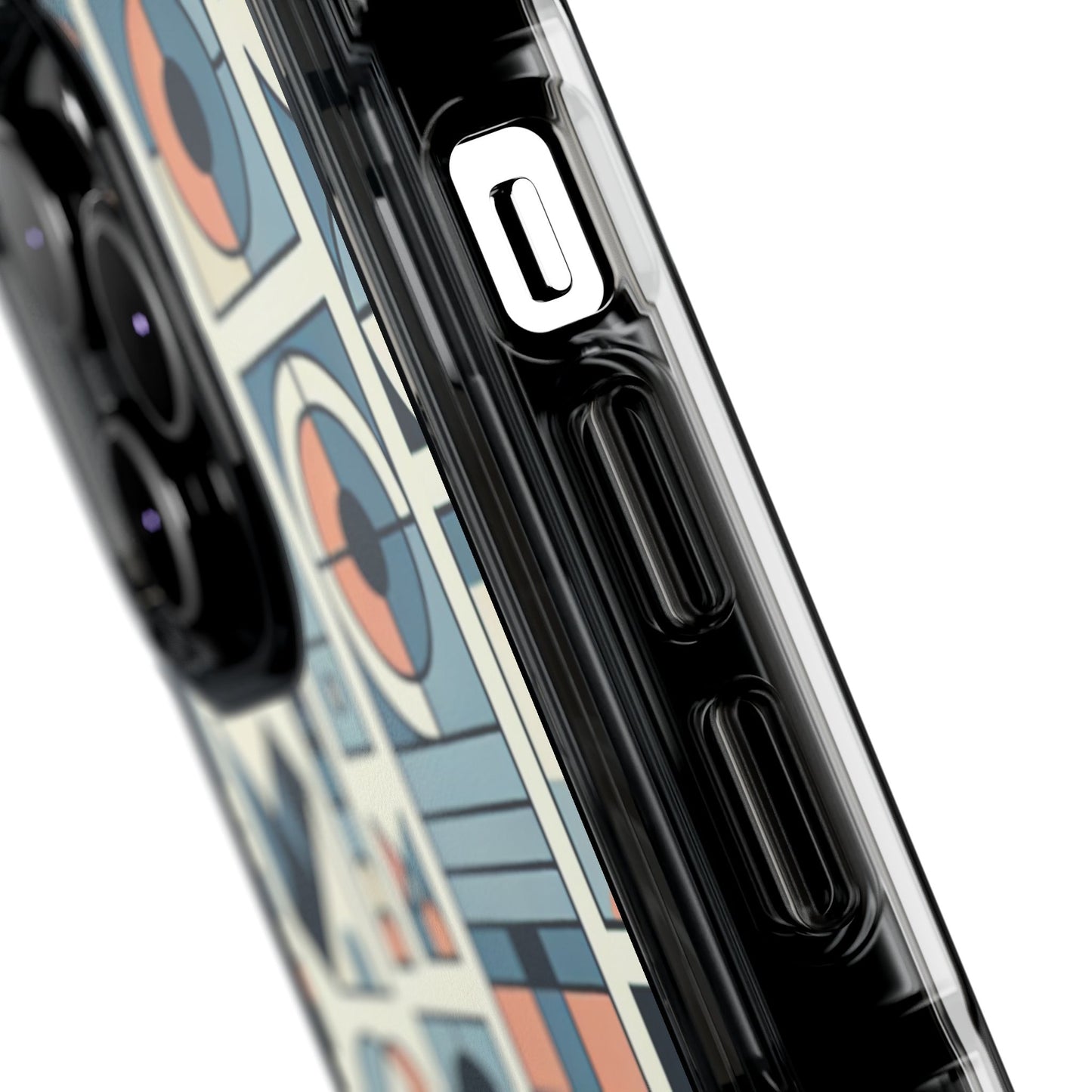 Geometric Print Magnetic Clear Impact Case for iPhone 16 15 14