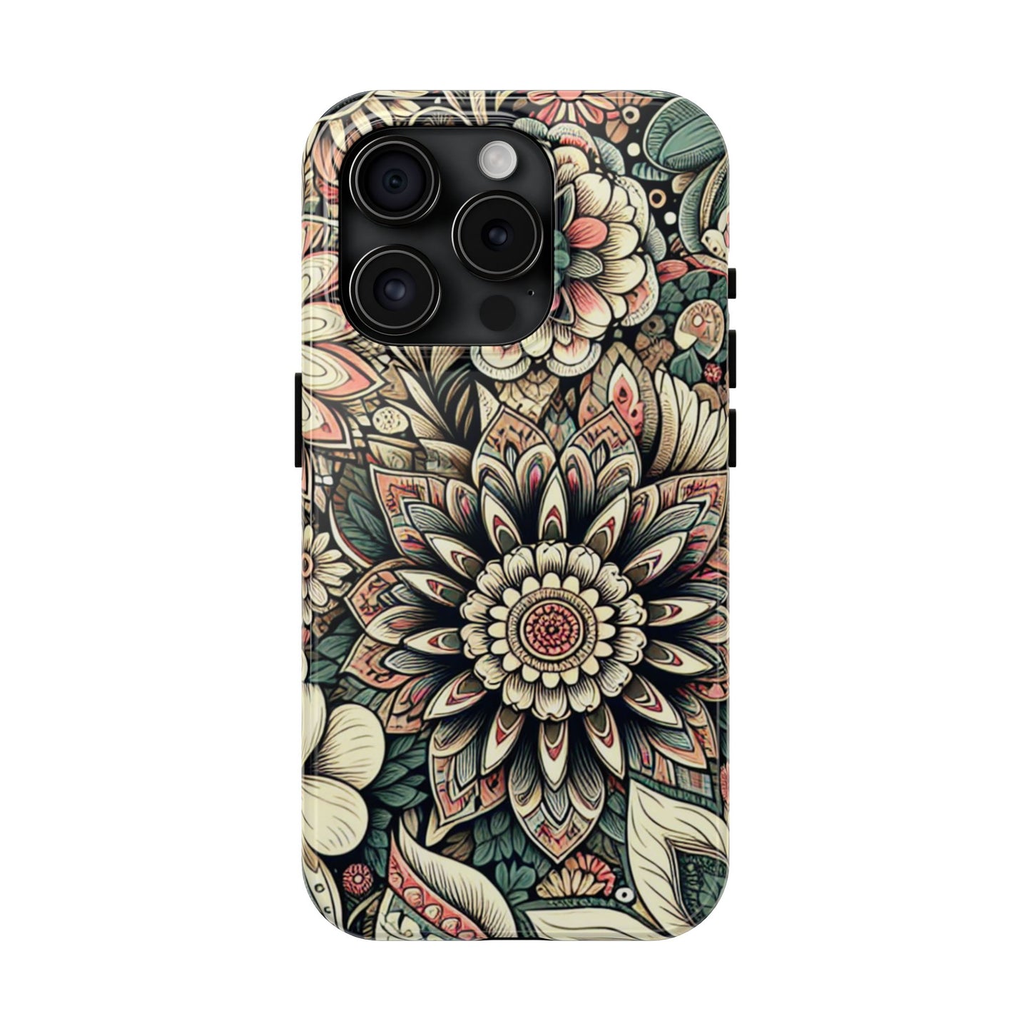 Boho Floral Tough Case for iPhone 16 15 14 13 12 11 X 8 7 Samsung Galaxy S24 S23 S22 S21