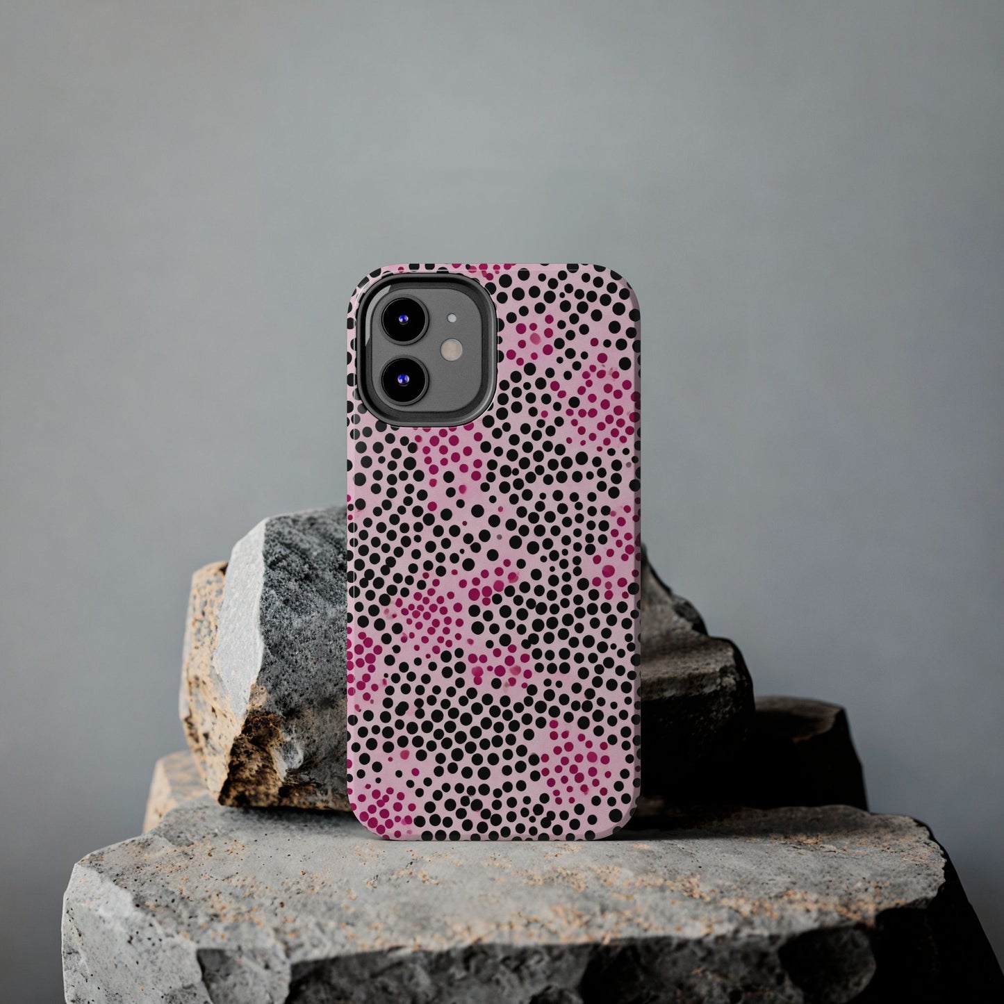 Pink and Black Dot Design Tough Phone Case