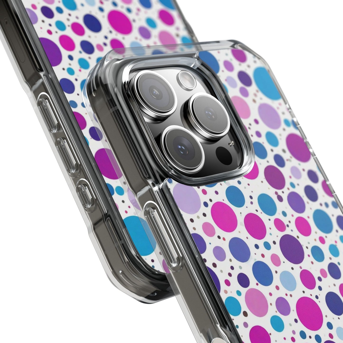 Polka Dot Design Magnetic Clear Impact Case for iPhone 16 15 14