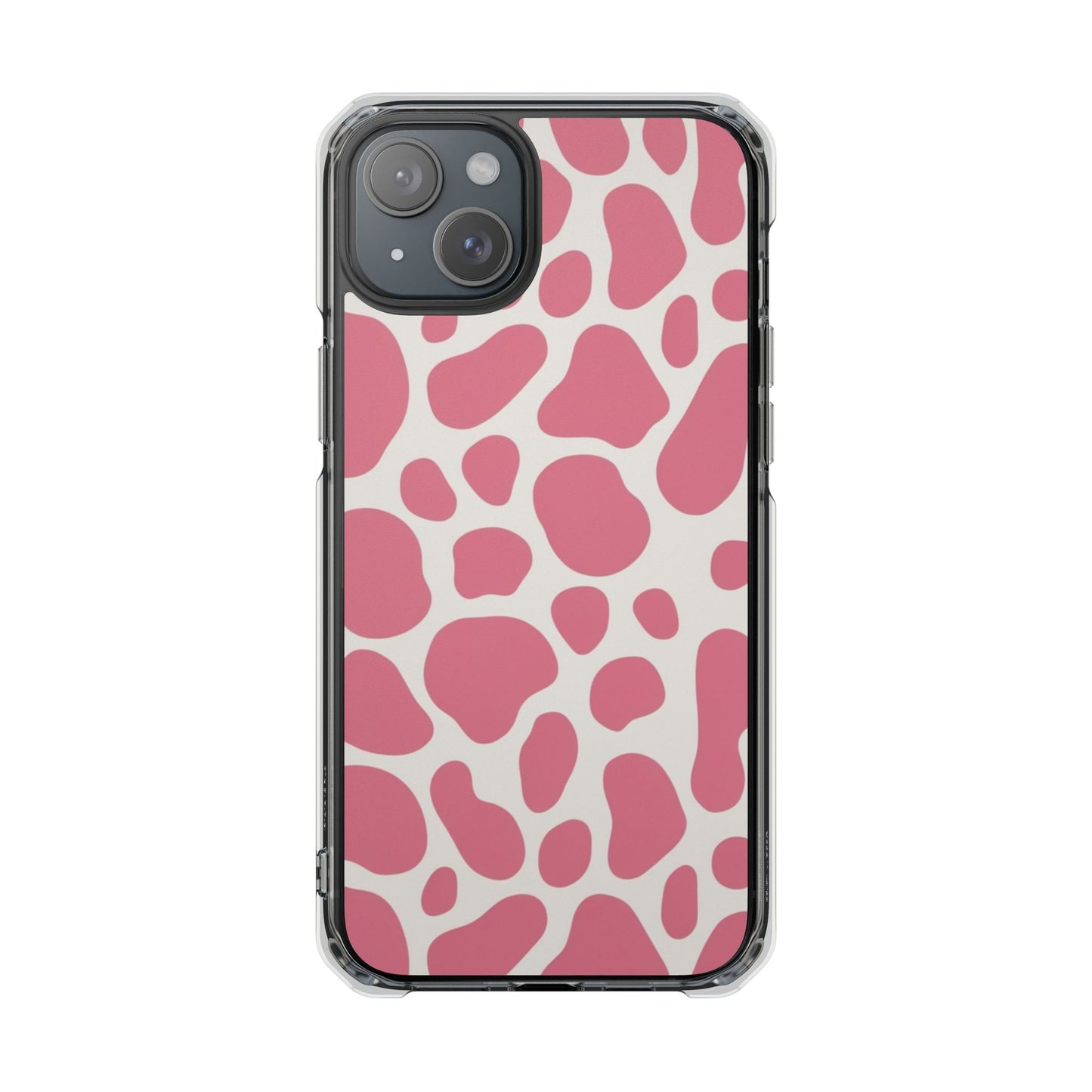 Pink Giraffe Print Magnetic Clear Impact Case for iPhone 16 15 14