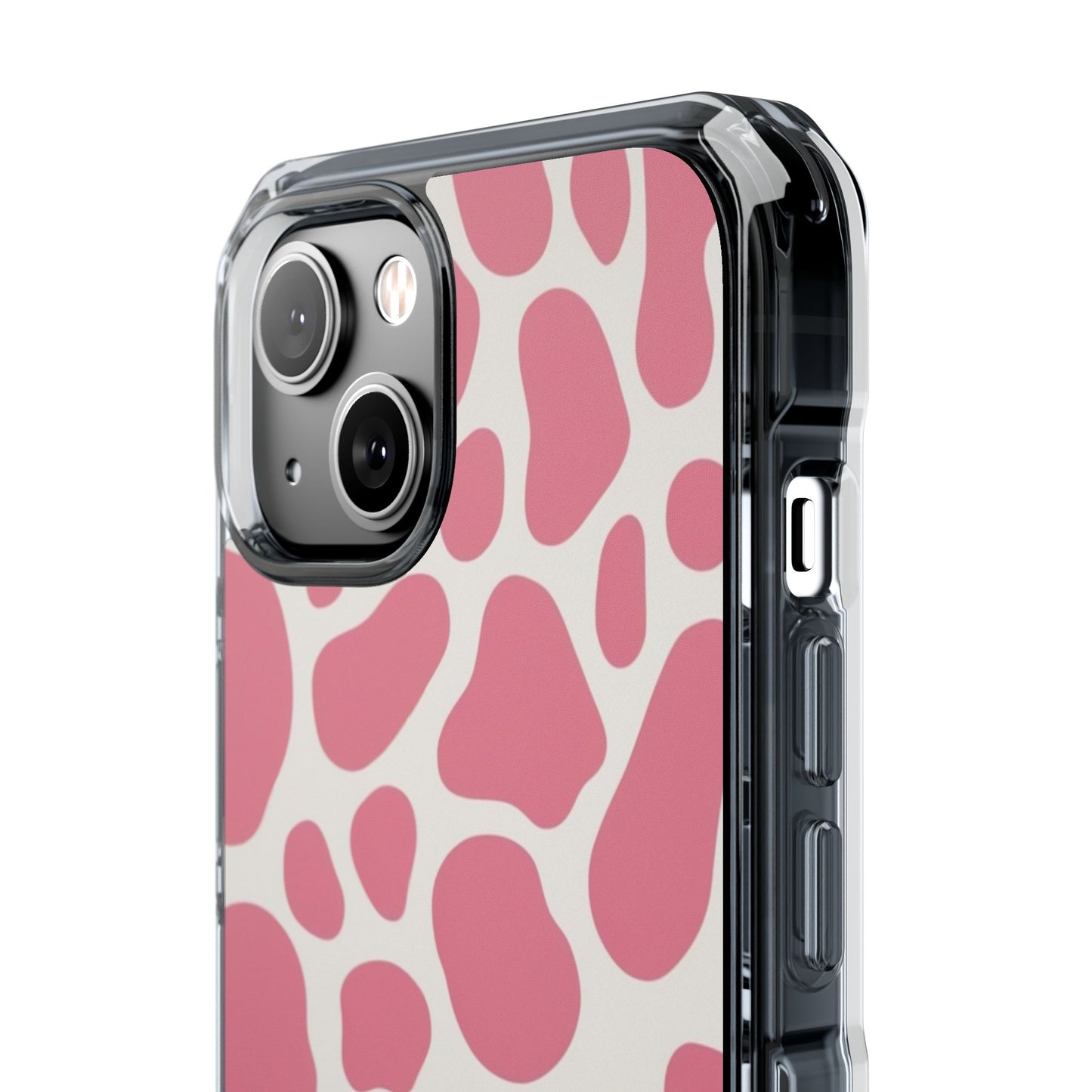 Pink Giraffe Print Magnetic Clear Impact Case for iPhone 16 15 14