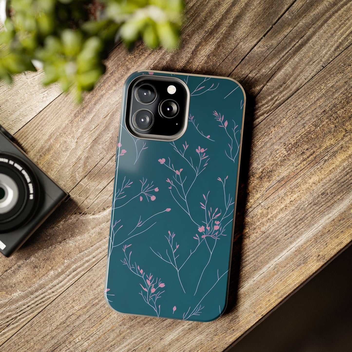 Teal Floral Tough Phone Case