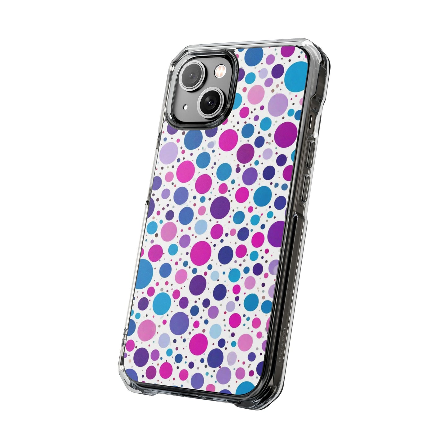 Polka Dot Design Magnetic Clear Impact Case for iPhone 16 15 14