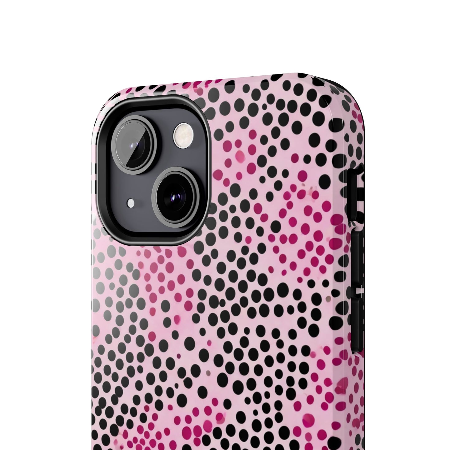 Pink and Black Dot Design Tough Phone Case