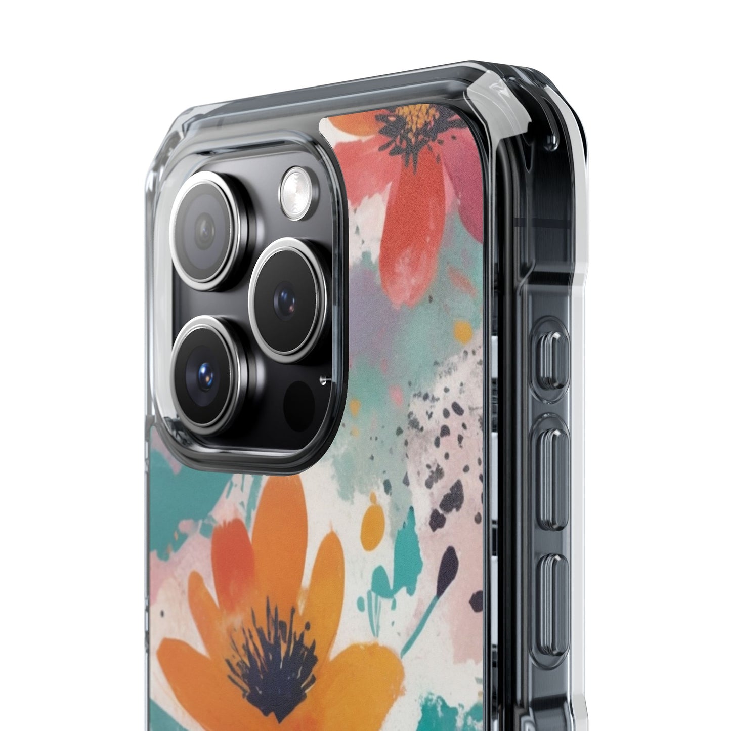 Floral Watercolor Design Magnetic Clear Impact Case for iPhone 16 15 14