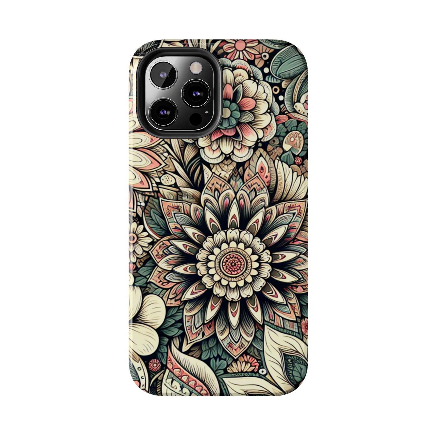 Boho Floral Tough Case for iPhone 16 15 14 13 12 11 X 8 7 Samsung Galaxy S24 S23 S22 S21