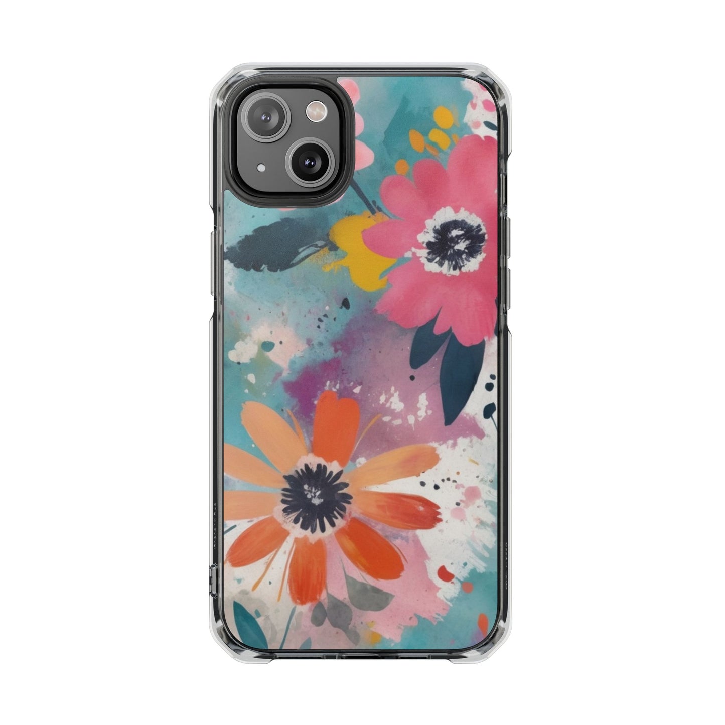 Vibrant Floral Magnetic Clear Impact Case for iPhone 16 15 14
