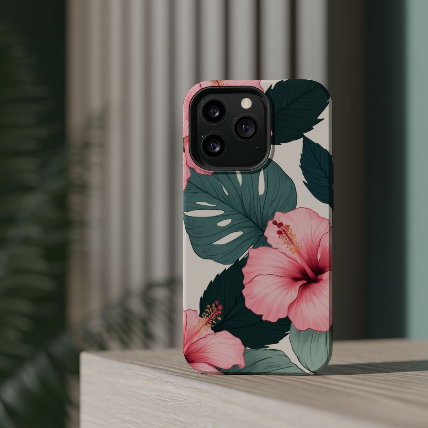 Tropical Hibiscus Magnetic Tough Phone Case for iPhone 13 14 15 16 Models