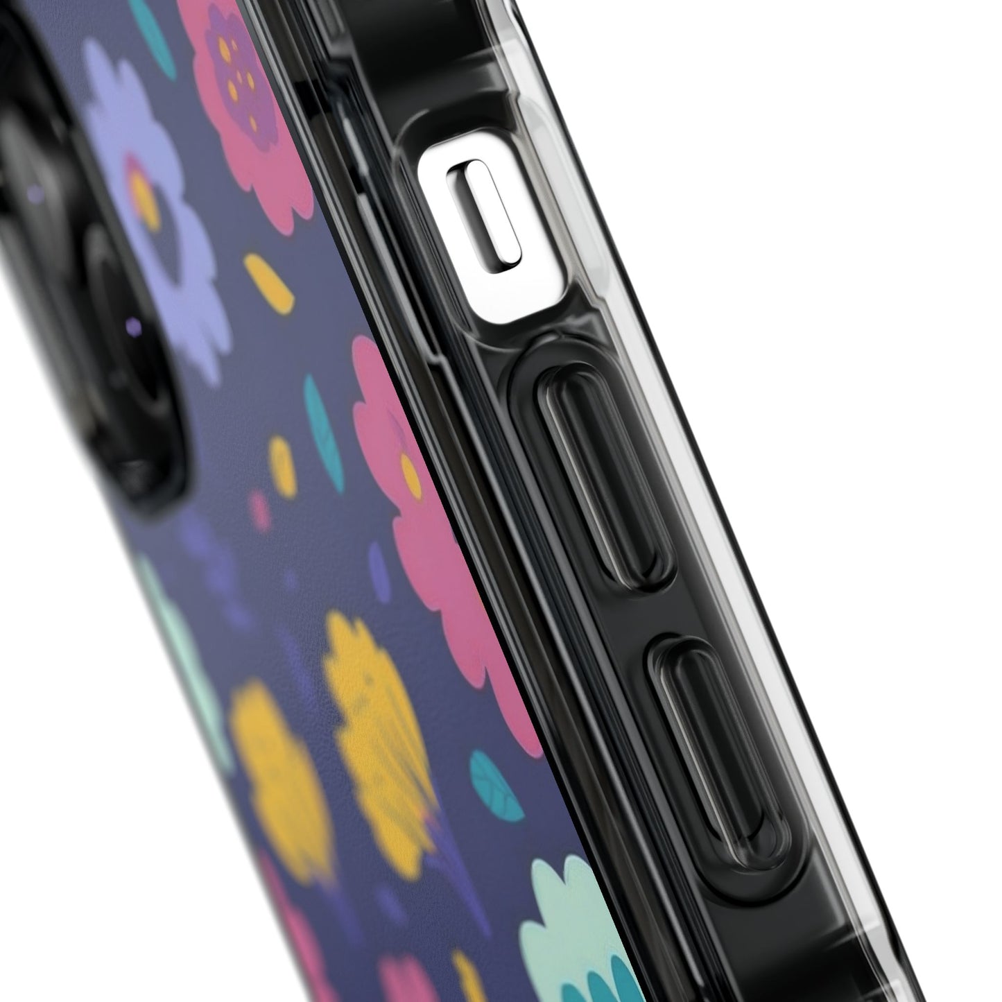 Purple Floral Magnetic Clear Impact Case for iPhone 16 15 14