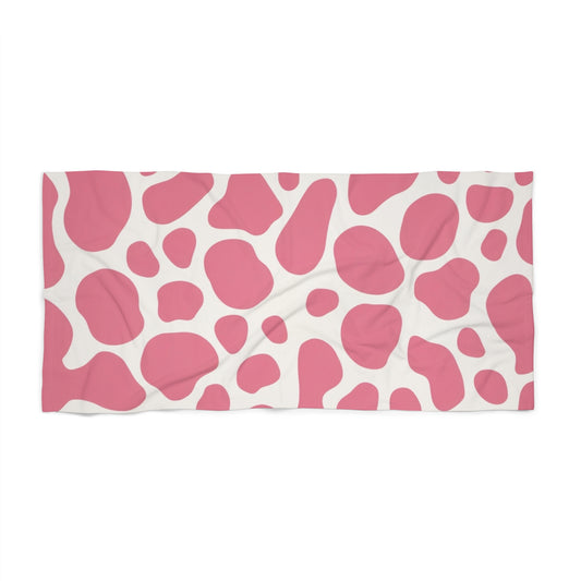 Pink Giraffe Print Beach Towel