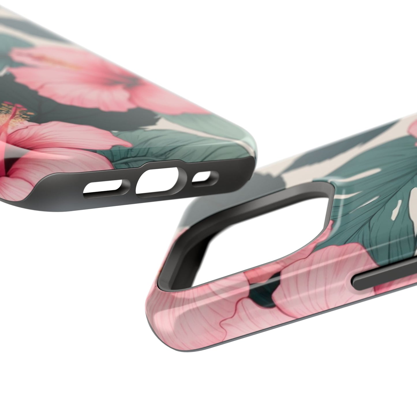 Tropical Hibiscus Magnetic Tough Phone Case for iPhone 13 14 15 16 Models