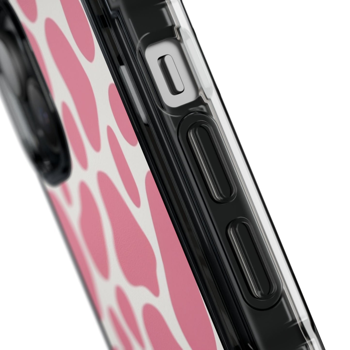 Pink Giraffe Print Magnetic Clear Impact Case for iPhone 16 15 14