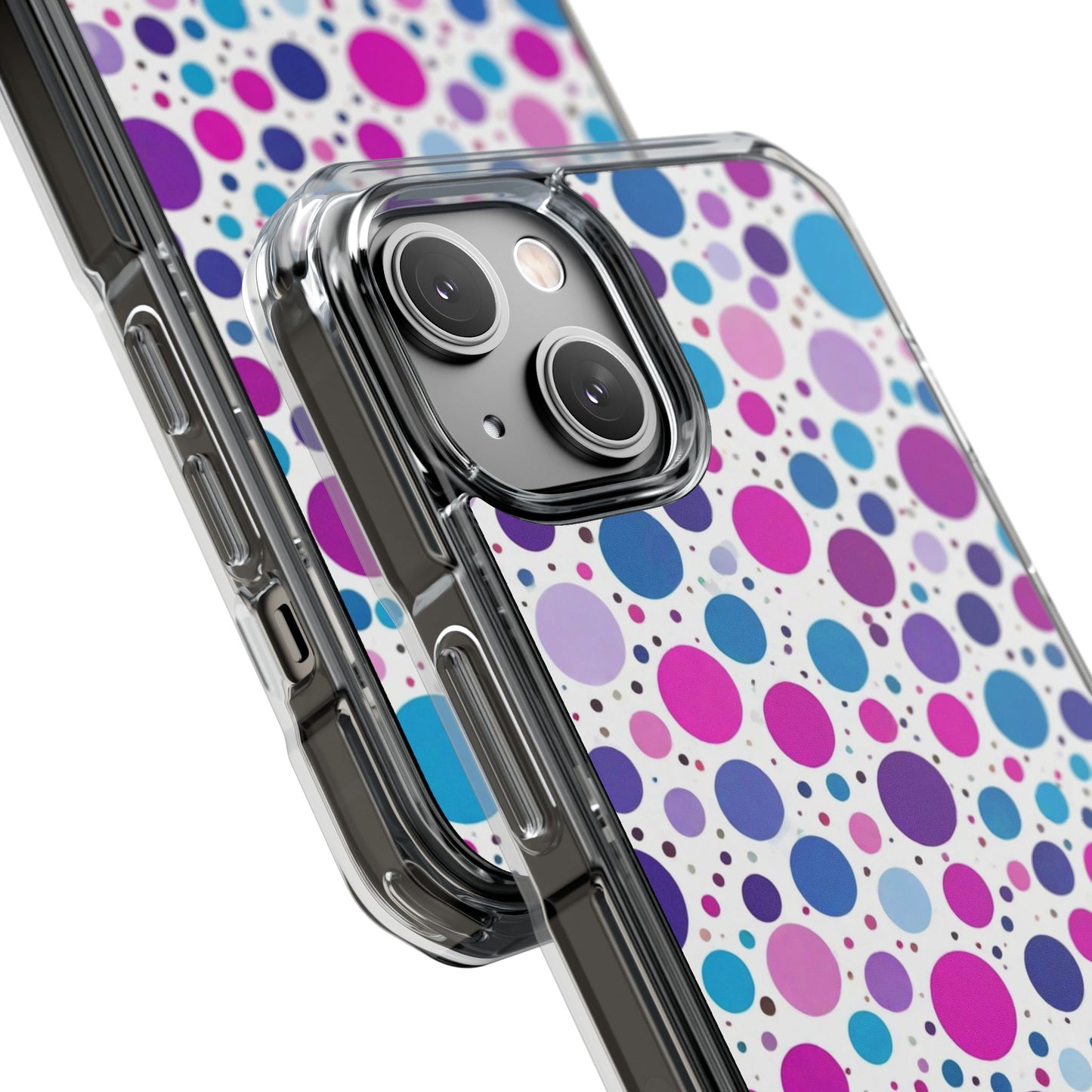 Polka Dot Design Magnetic Clear Impact Case for iPhone 16 15 14