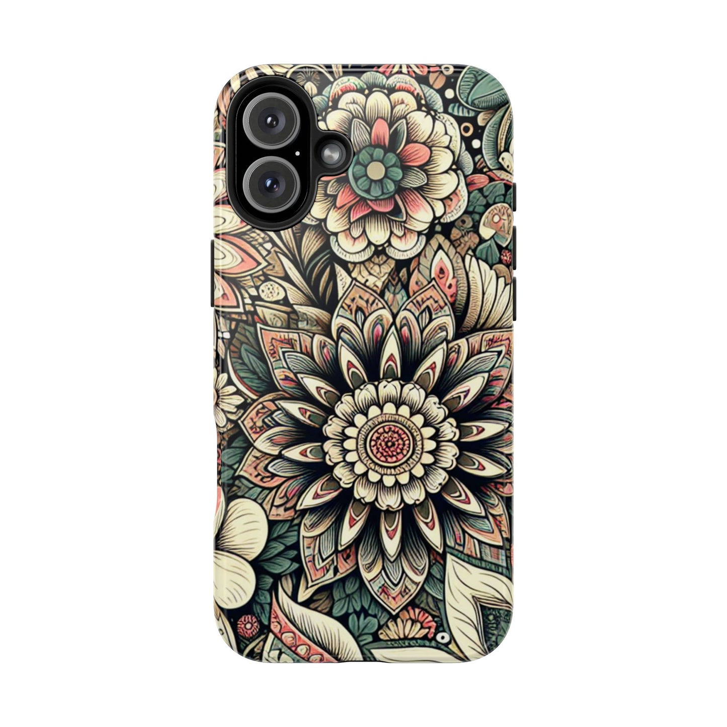 Boho Floral Tough Case for iPhone 16 15 14 13 12 11 X 8 7 Samsung Galaxy S24 S23 S22 S21