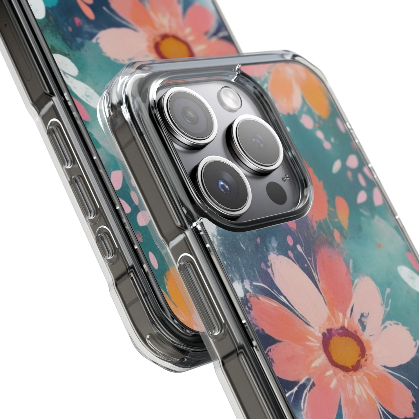 Pastel Floral Magnetic Clear Impact Case for iPhone 16 15 14