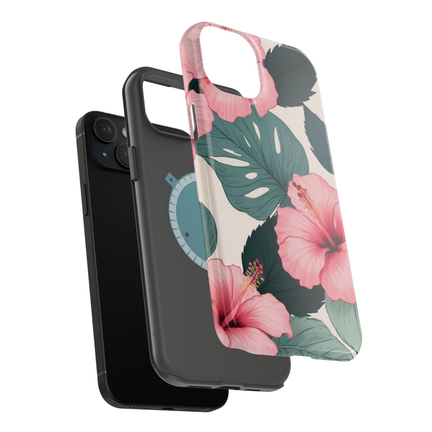Tropical Hibiscus Magnetic Tough Phone Case for iPhone 13 14 15 16 Models