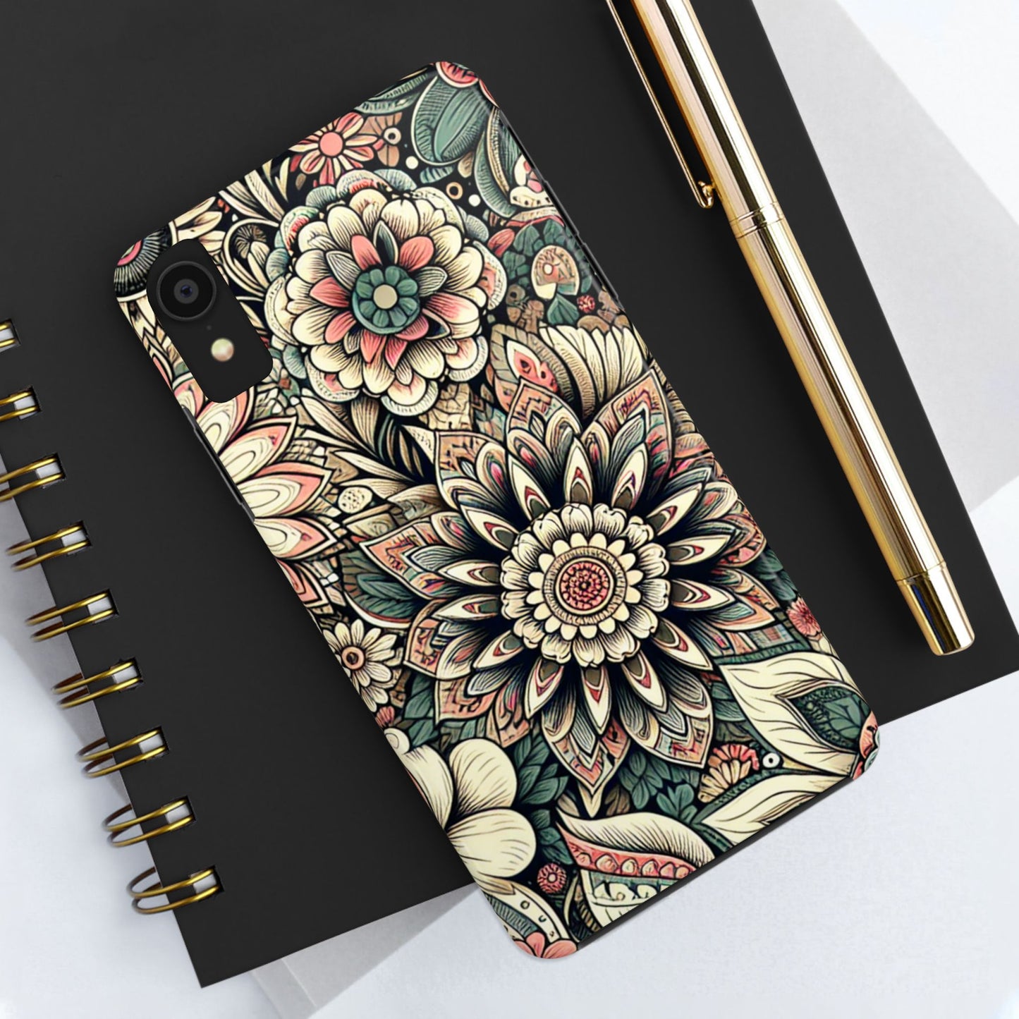 Boho Floral Tough Case for iPhone 16 15 14 13 12 11 X 8 7 Samsung Galaxy S24 S23 S22 S21
