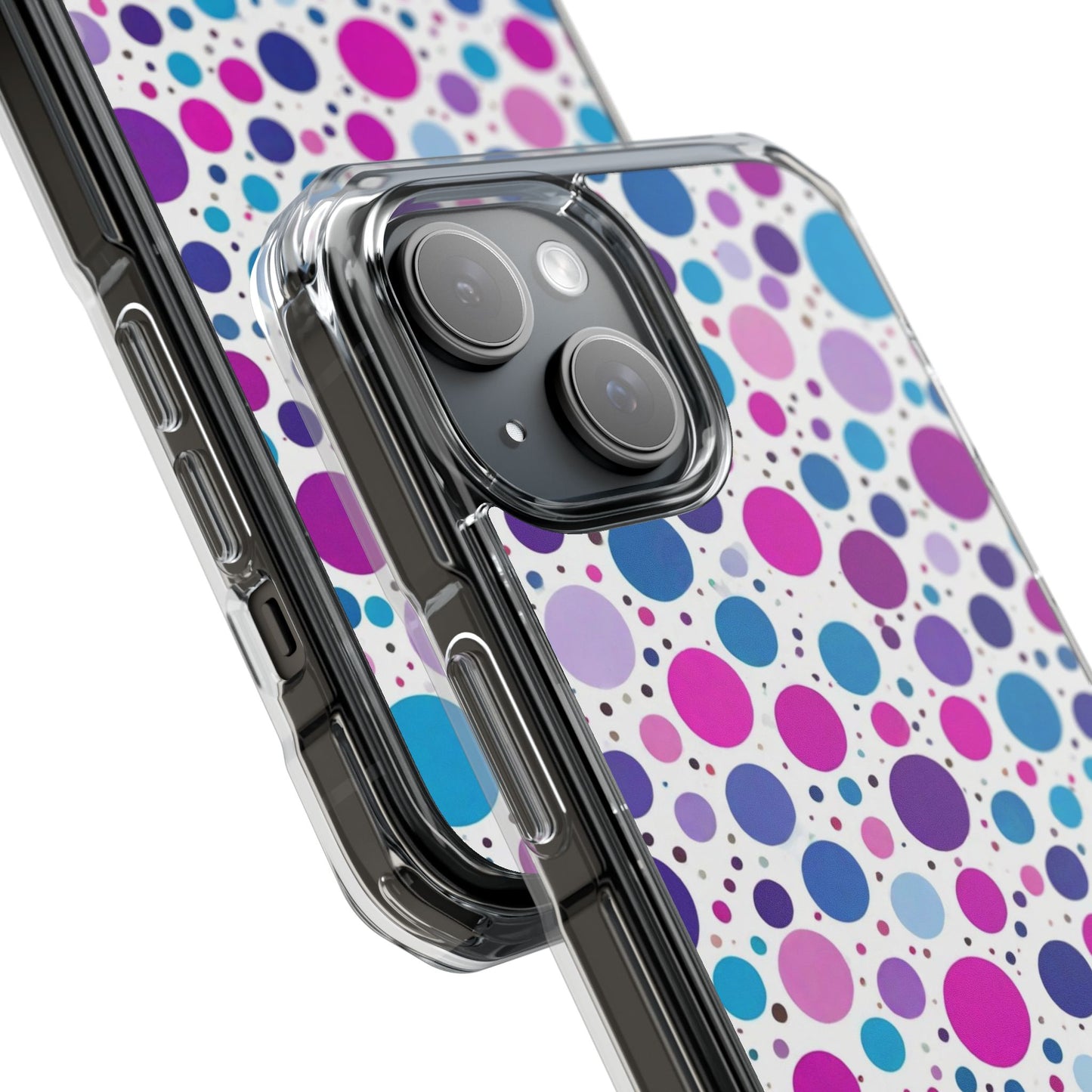 Polka Dot Design Magnetic Clear Impact Case for iPhone 16 15 14