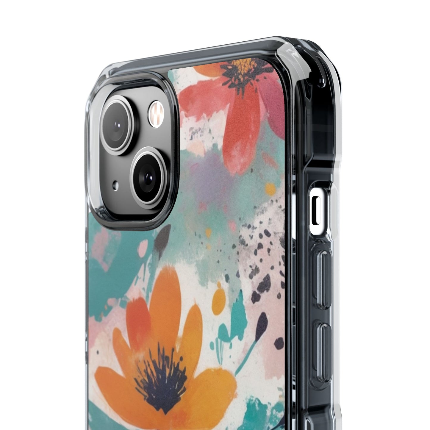 Floral Watercolor Design Magnetic Clear Impact Case for iPhone 16 15 14