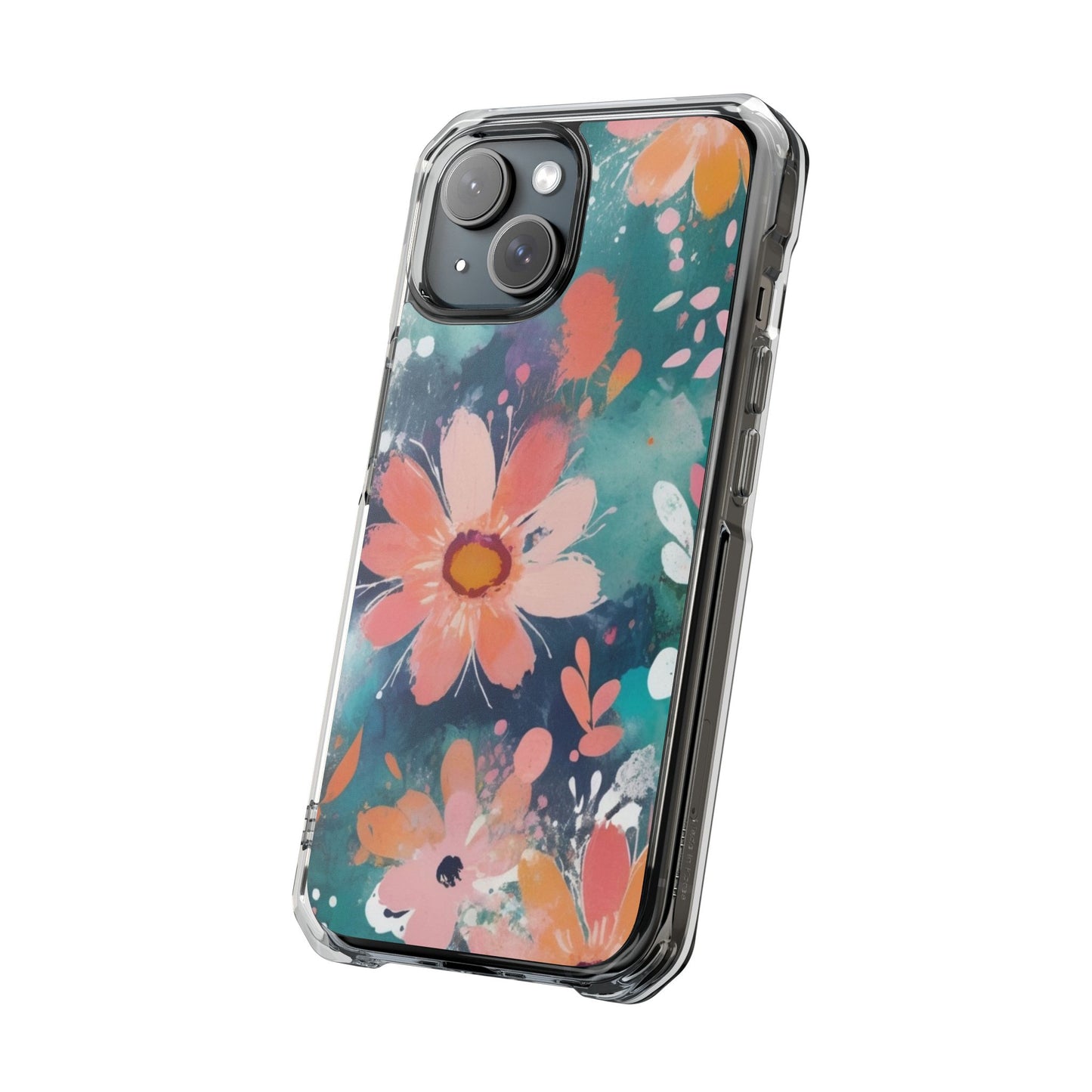 Pastel Floral Magnetic Clear Impact Case for iPhone 16 15 14