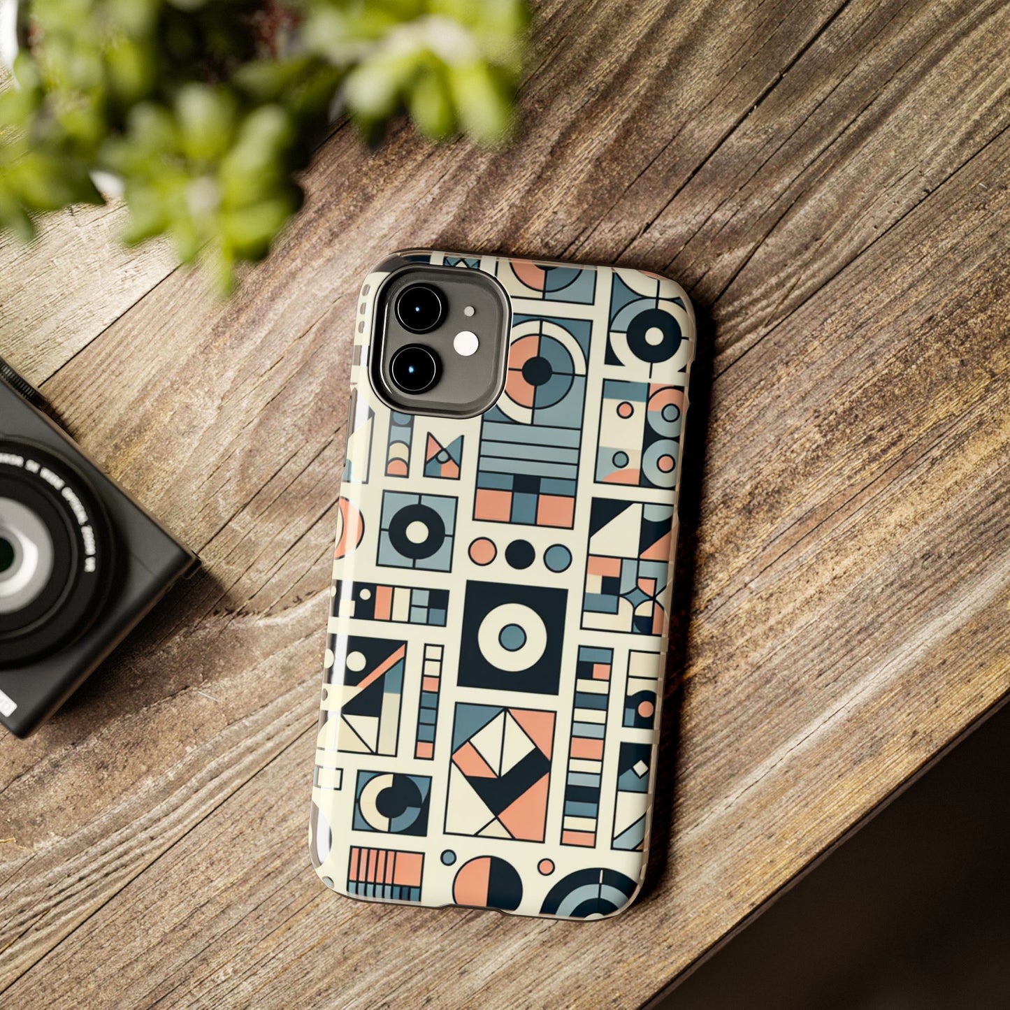 Geometric Print Tough Phone Case for iPhone 16 15 14 13 12 11 X 8 7 Samsung Galaxy S24 S23 S22 S21