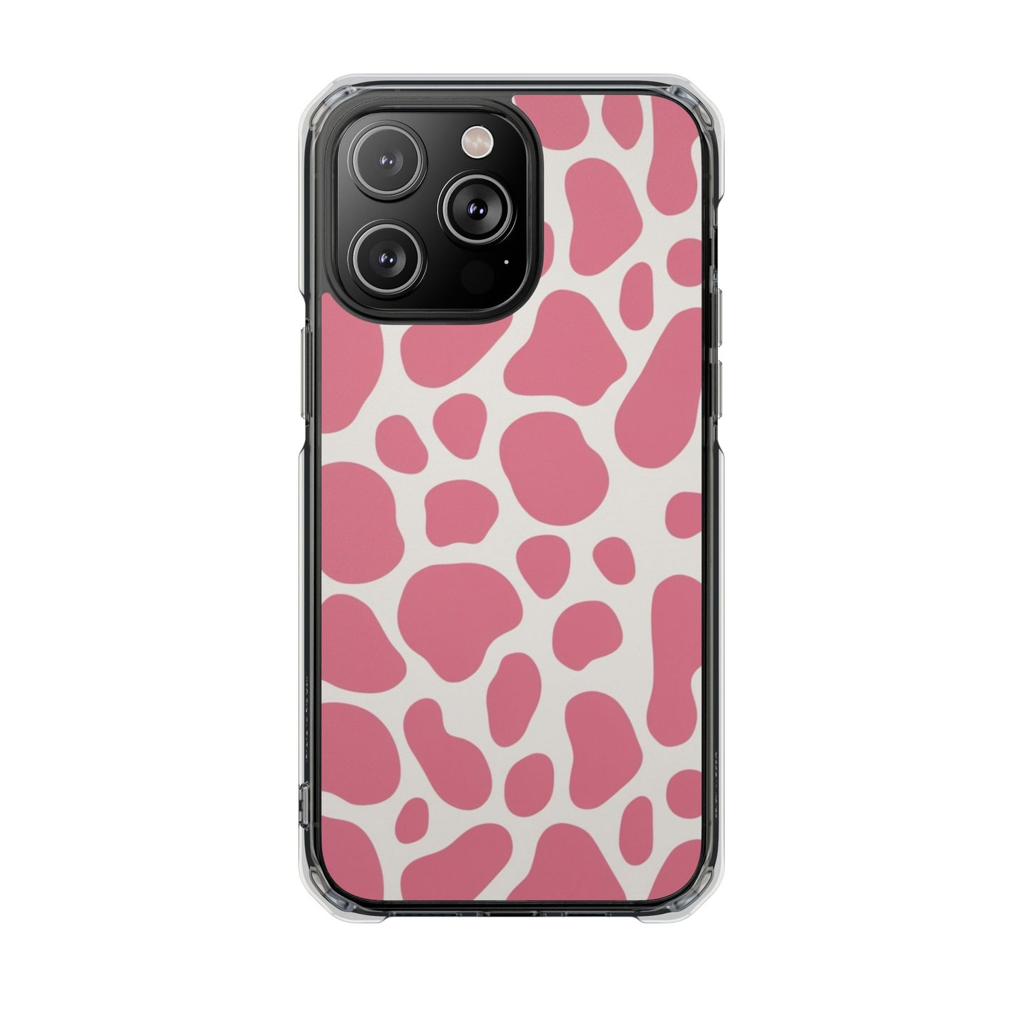 Pink Giraffe Print Magnetic Clear Impact Case for iPhone 16 15 14