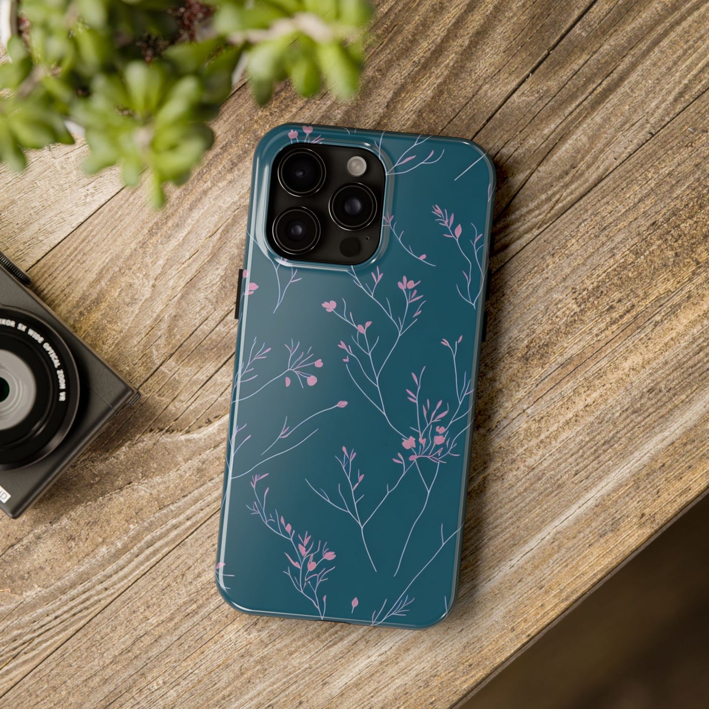Teal Floral Tough Phone Case