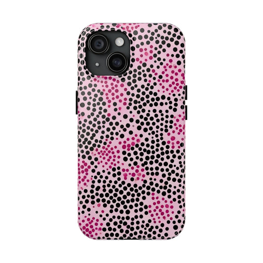 Pink and Black Dot Design Tough Phone Case
