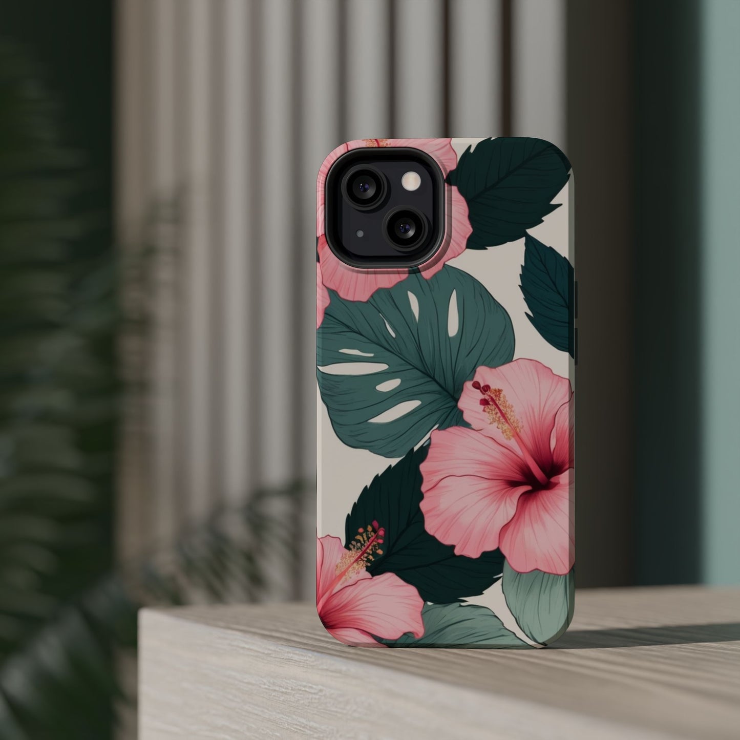 Tropical Hibiscus Magnetic Tough Phone Case for iPhone 13 14 15 16 Models
