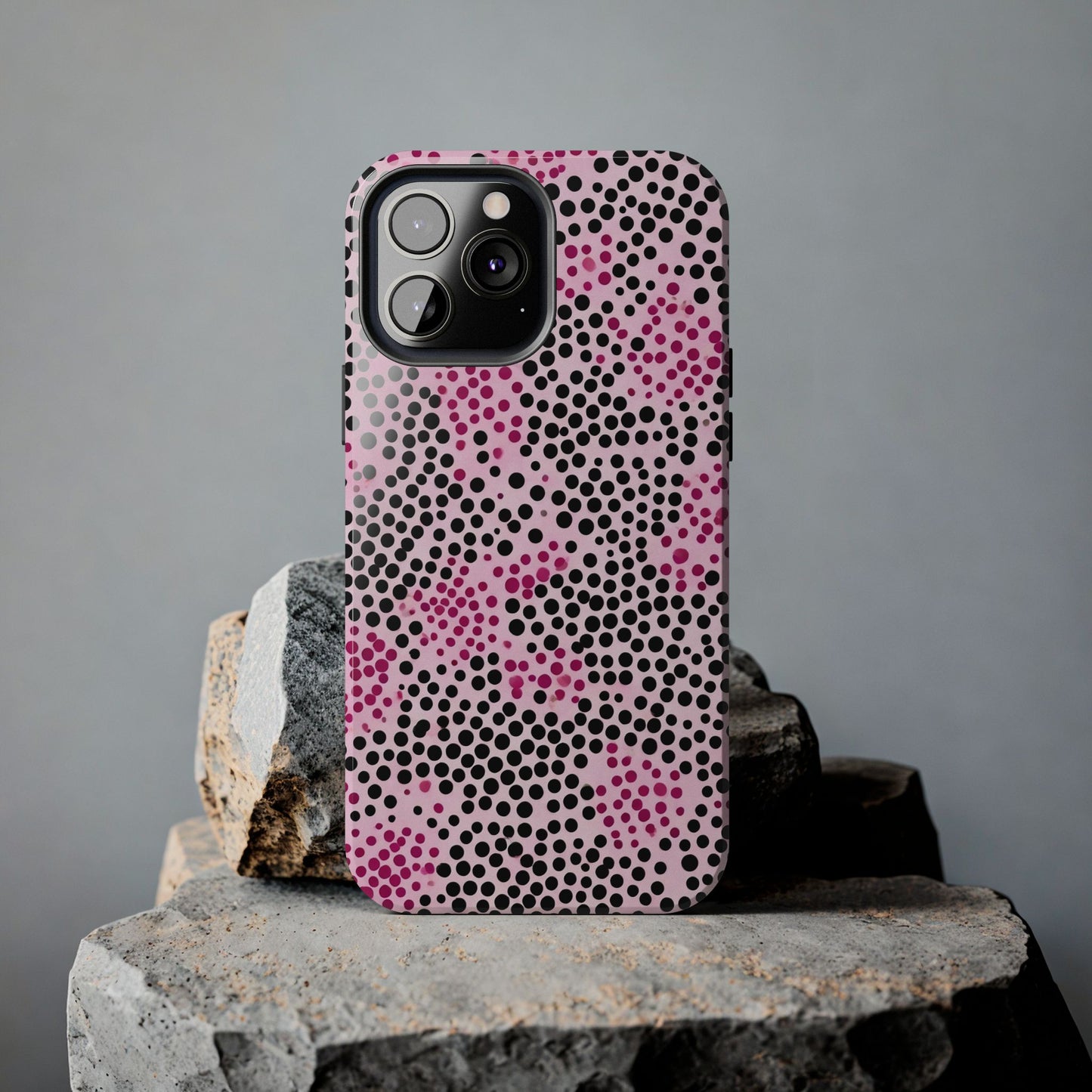 Pink and Black Dot Design Tough Phone Case