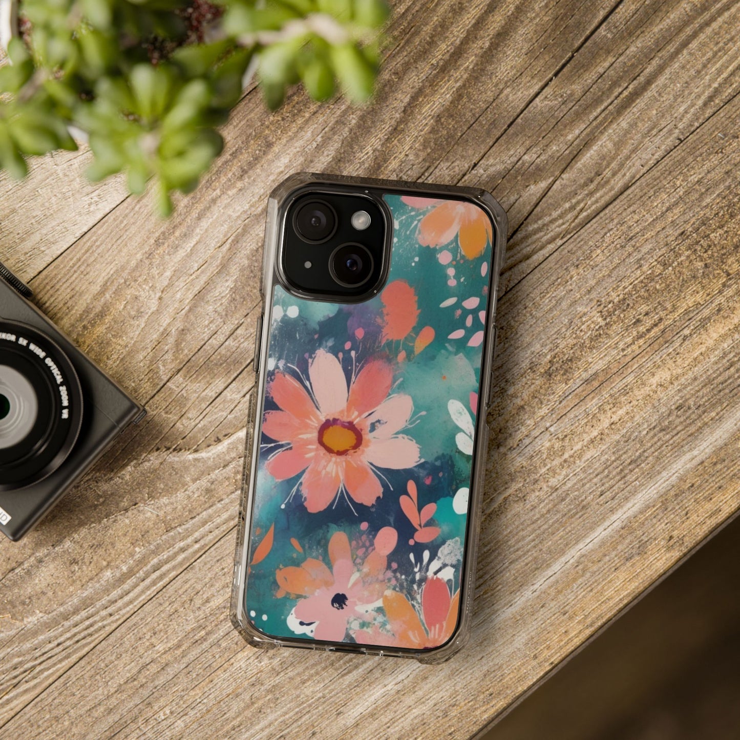 Pastel Floral Magnetic Clear Impact Case for iPhone 16 15 14