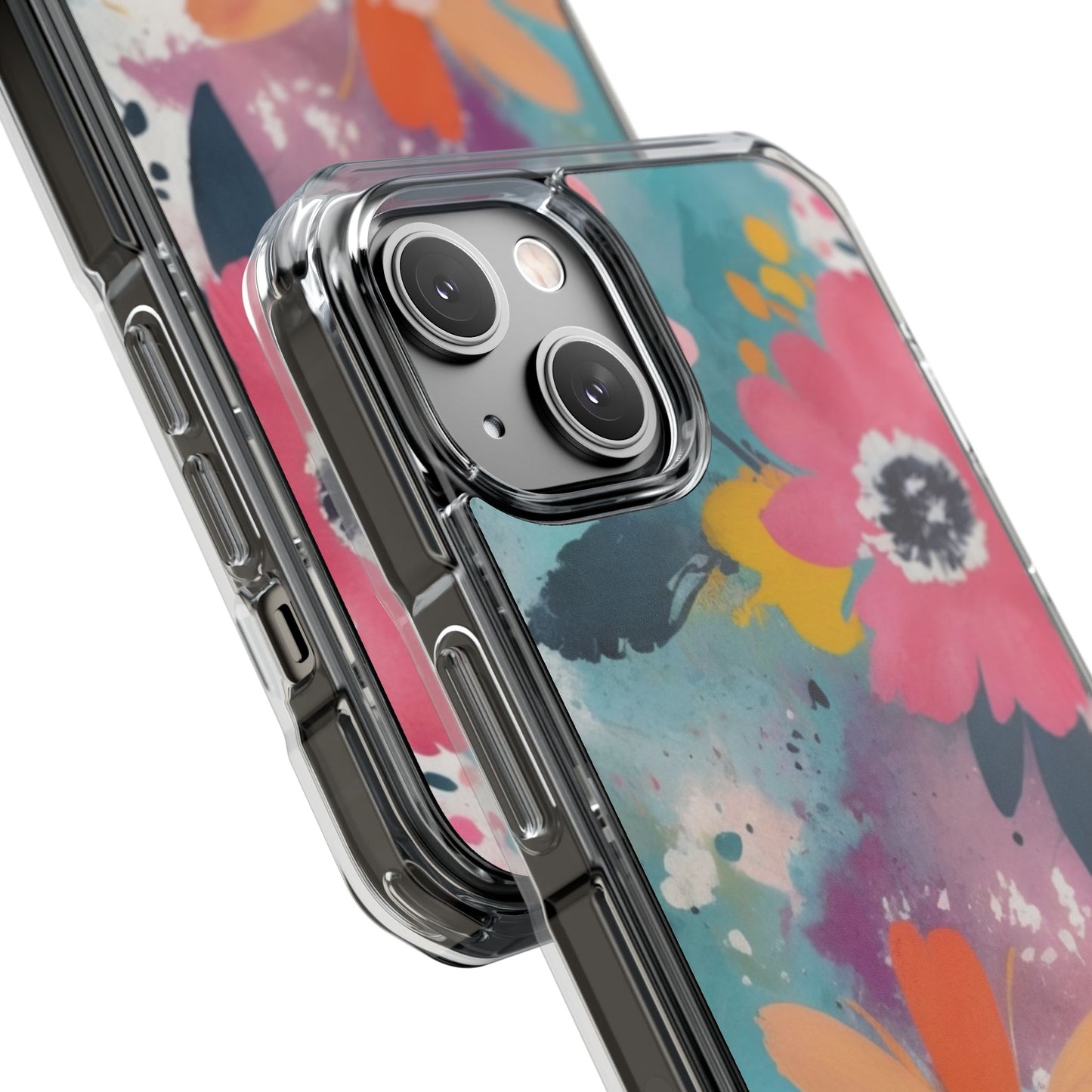 Vibrant Floral Magnetic Clear Impact Case for iPhone 16 15 14