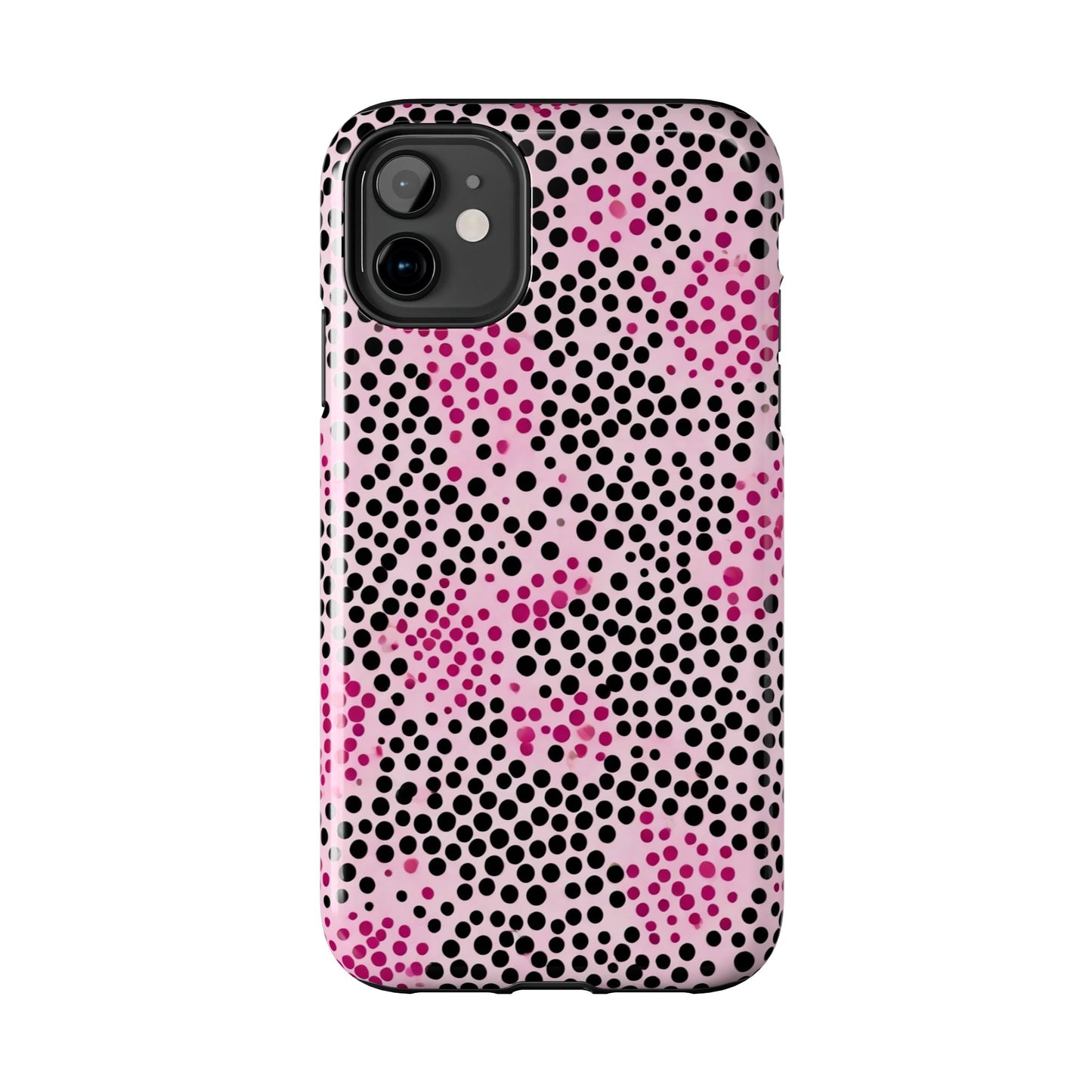 Pink and Black Dot Design Tough Phone Case