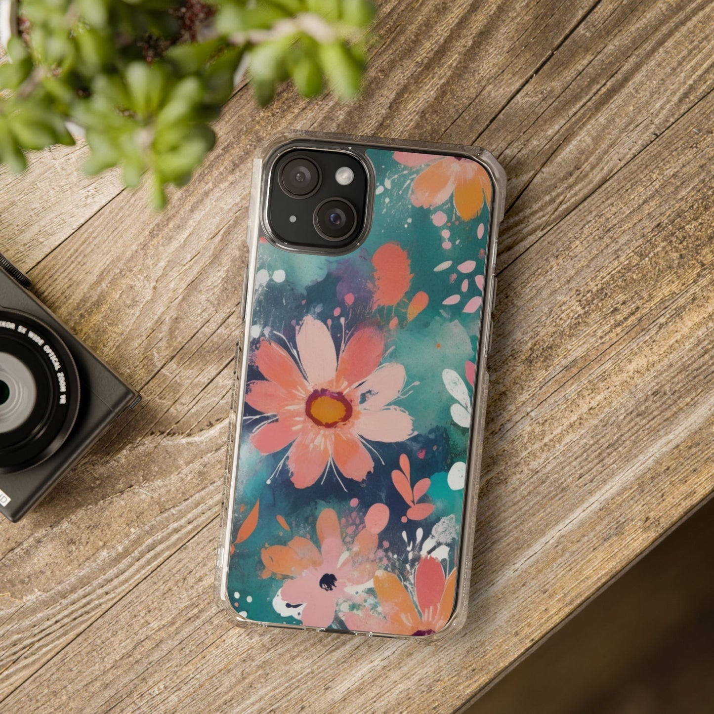 Pastel Floral Magnetic Clear Impact Case for iPhone 16 15 14