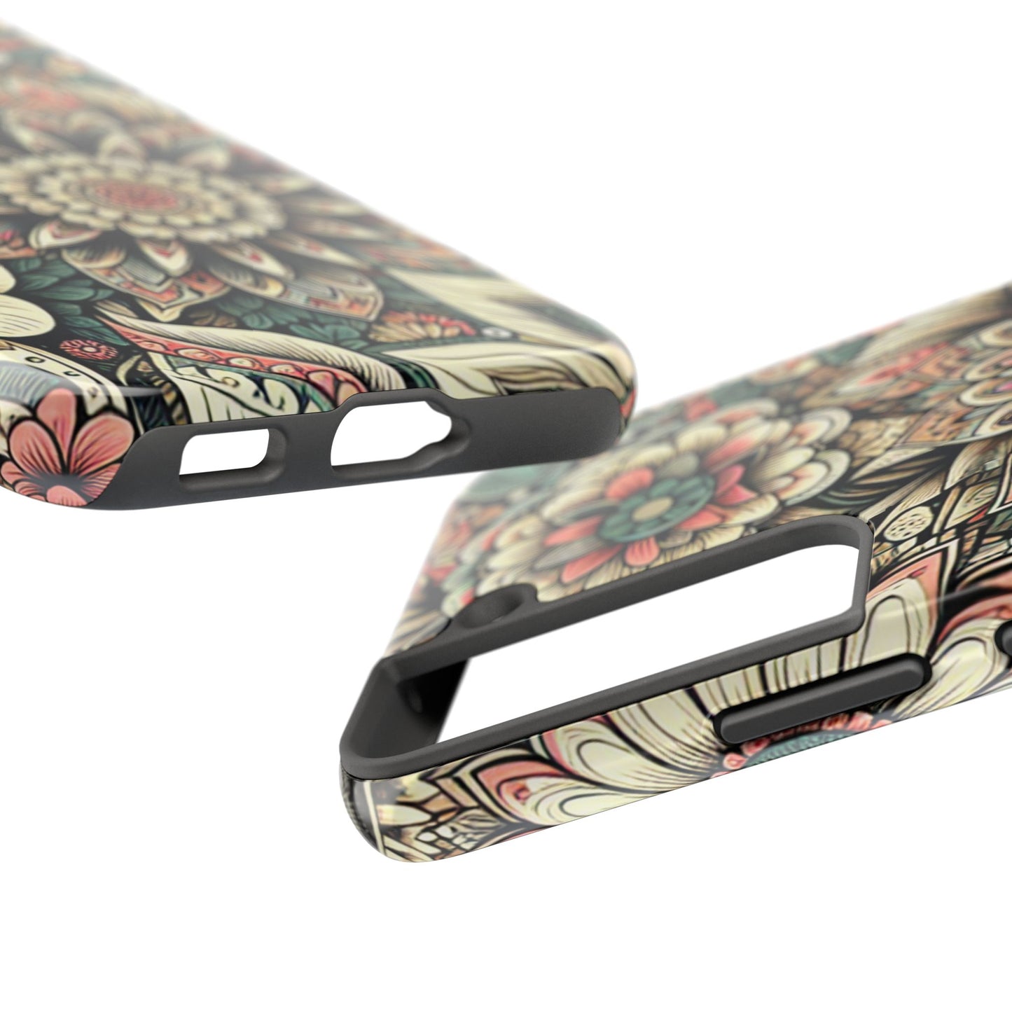 Boho Floral Tough Case for iPhone 16 15 14 13 12 11 X 8 7 Samsung Galaxy S24 S23 S22 S21
