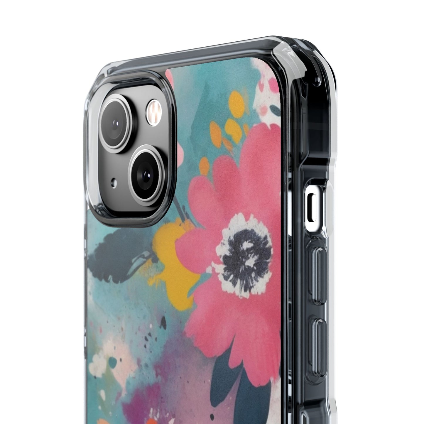 Vibrant Floral Magnetic Clear Impact Case for iPhone 16 15 14