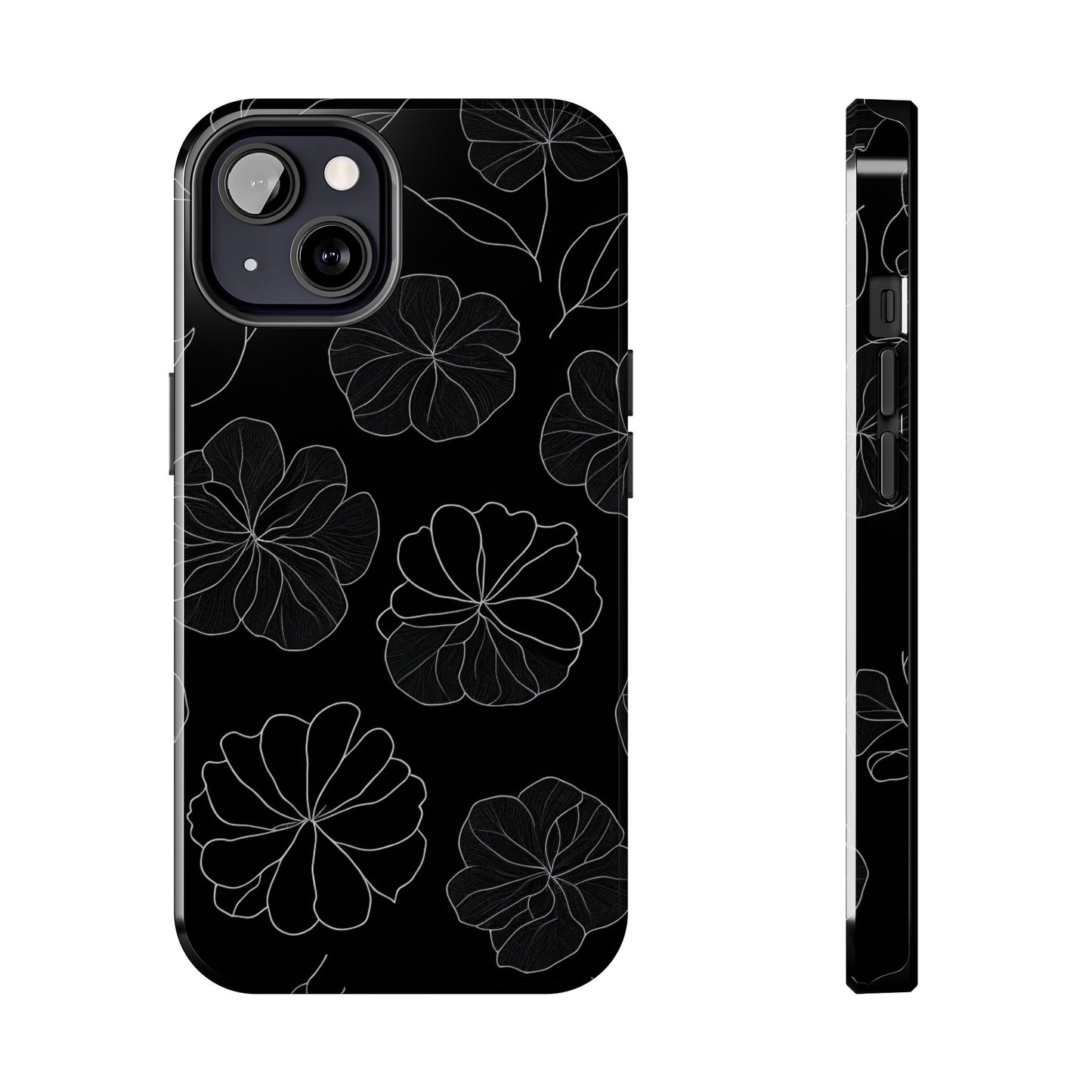 Black Floral Tough Phone Case