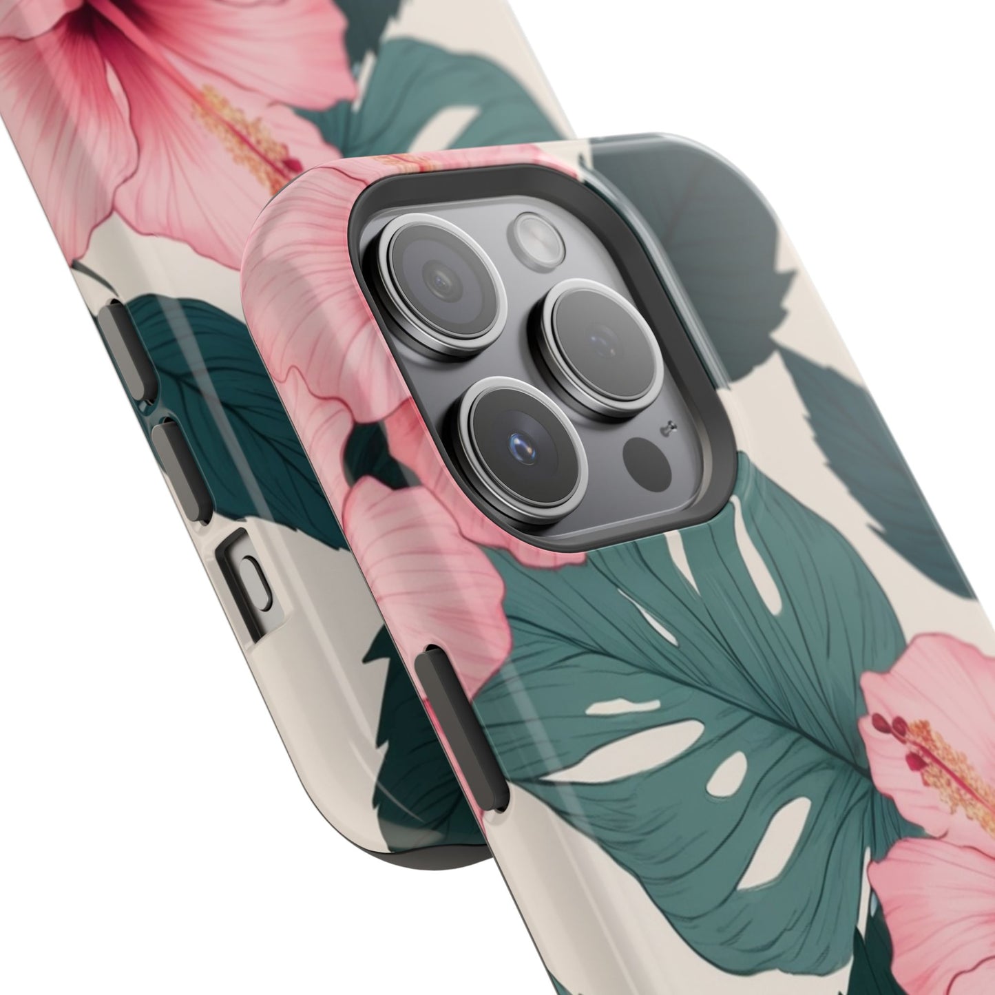 Tropical Hibiscus Magnetic Tough Phone Case for iPhone 13 14 15 16 Models