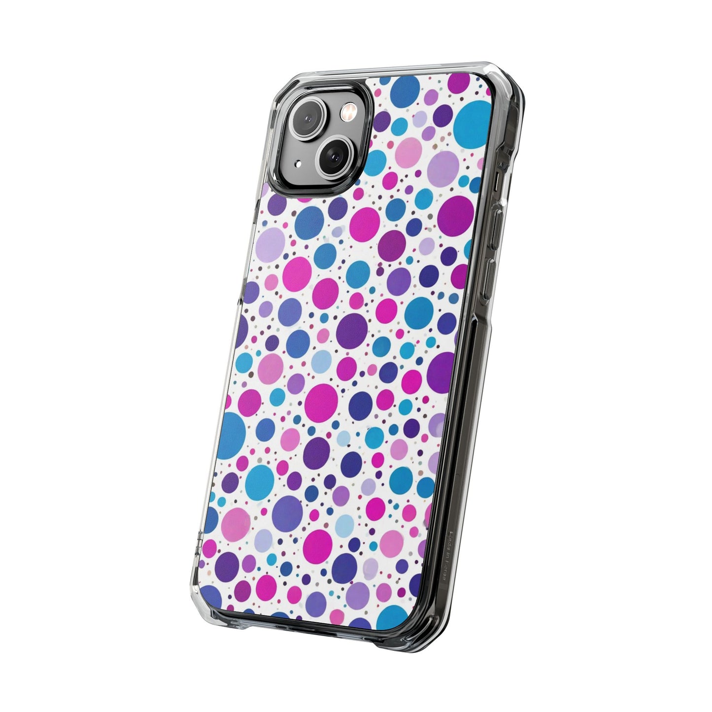 Polka Dot Design Magnetic Clear Impact Case for iPhone 16 15 14