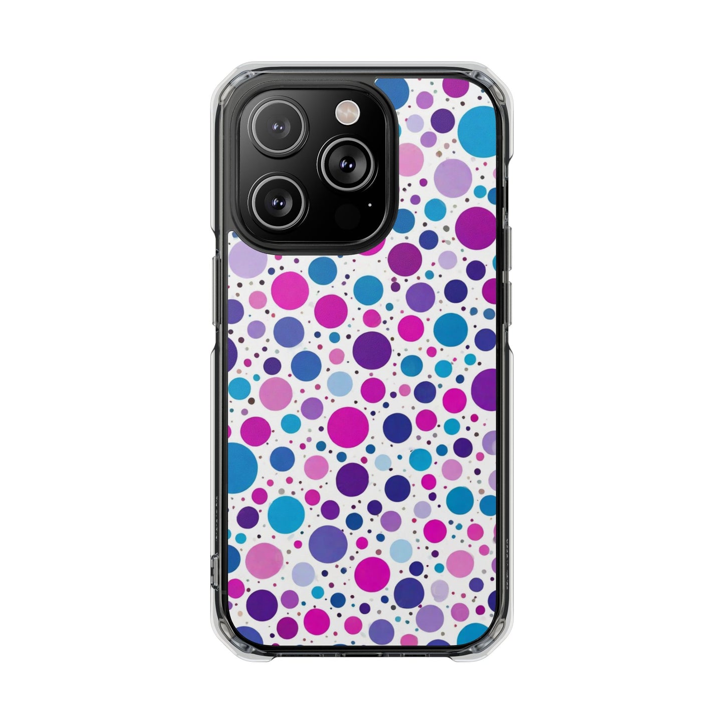 Polka Dot Design Magnetic Clear Impact Case for iPhone 16 15 14