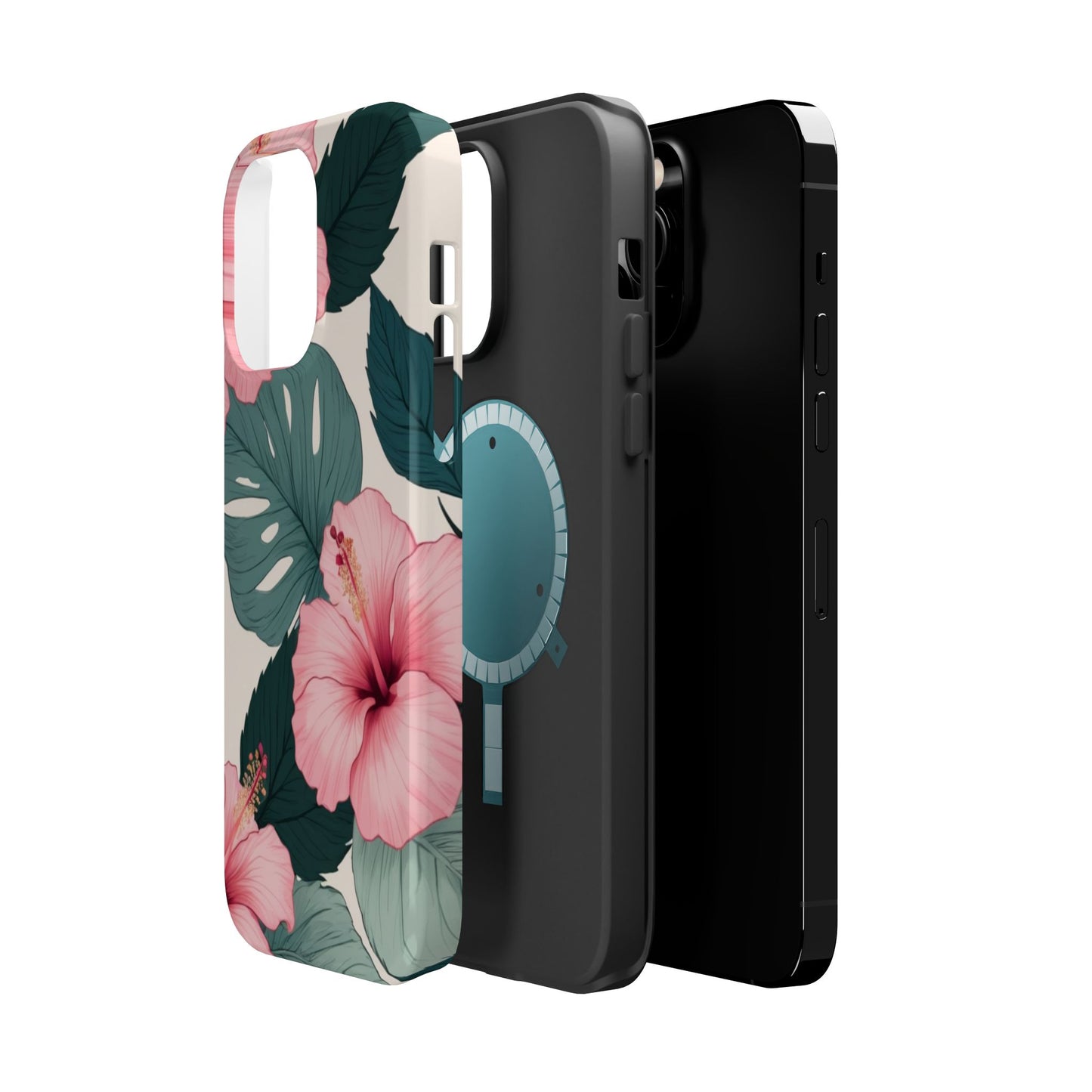 Tropical Hibiscus Magnetic Tough Phone Case for iPhone 13 14 15 16 Models