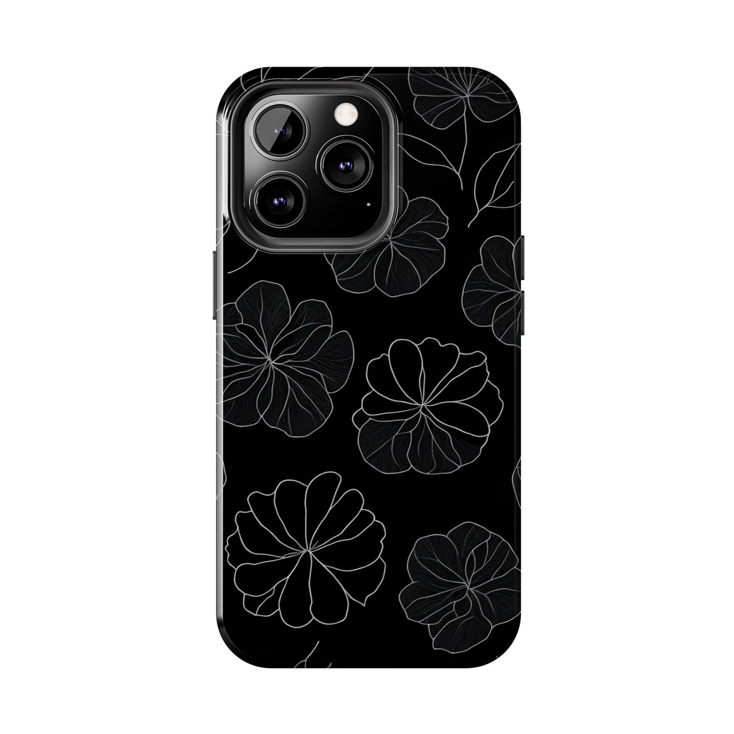 Black Floral Tough Phone Case