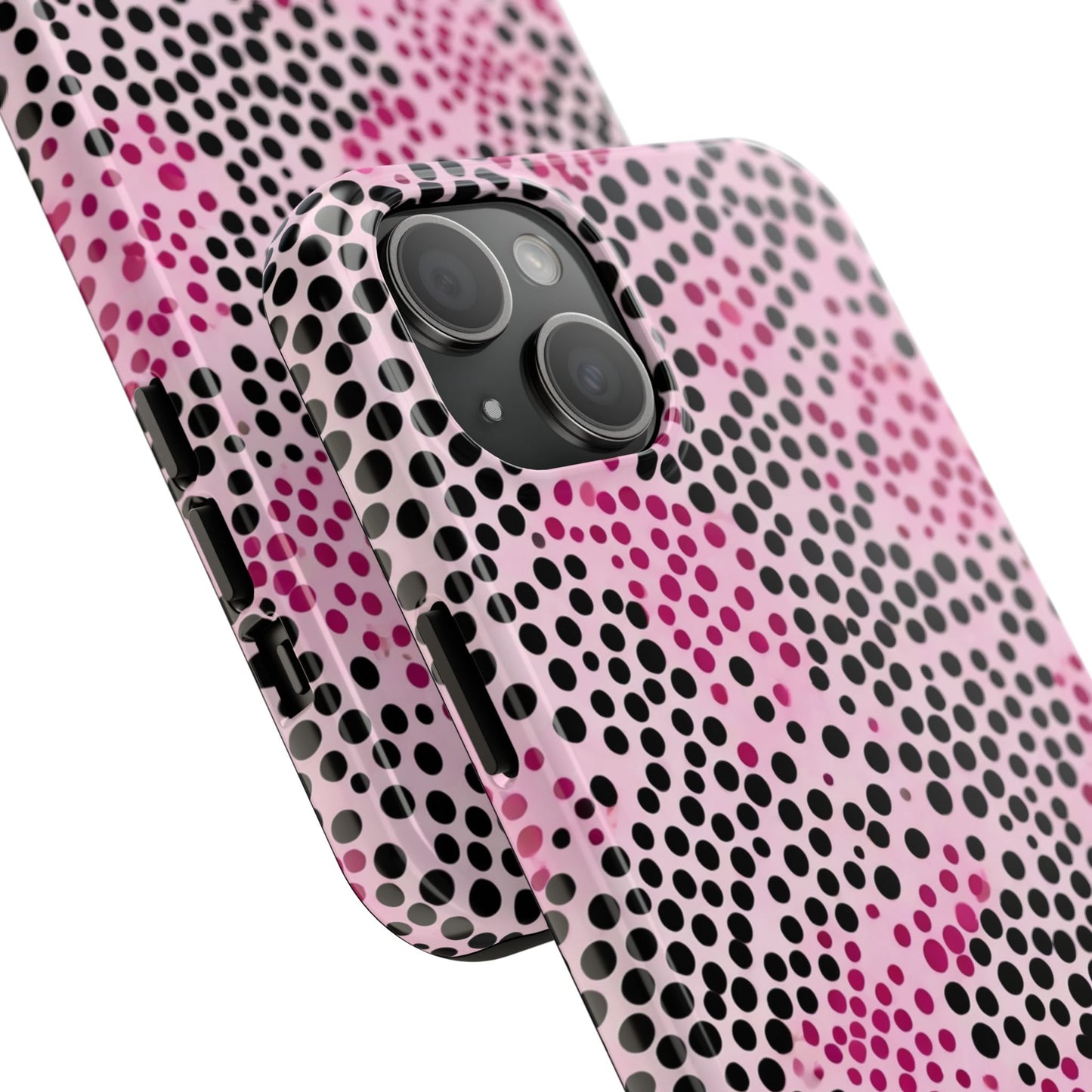 Pink and Black Dot Design Tough Phone Case