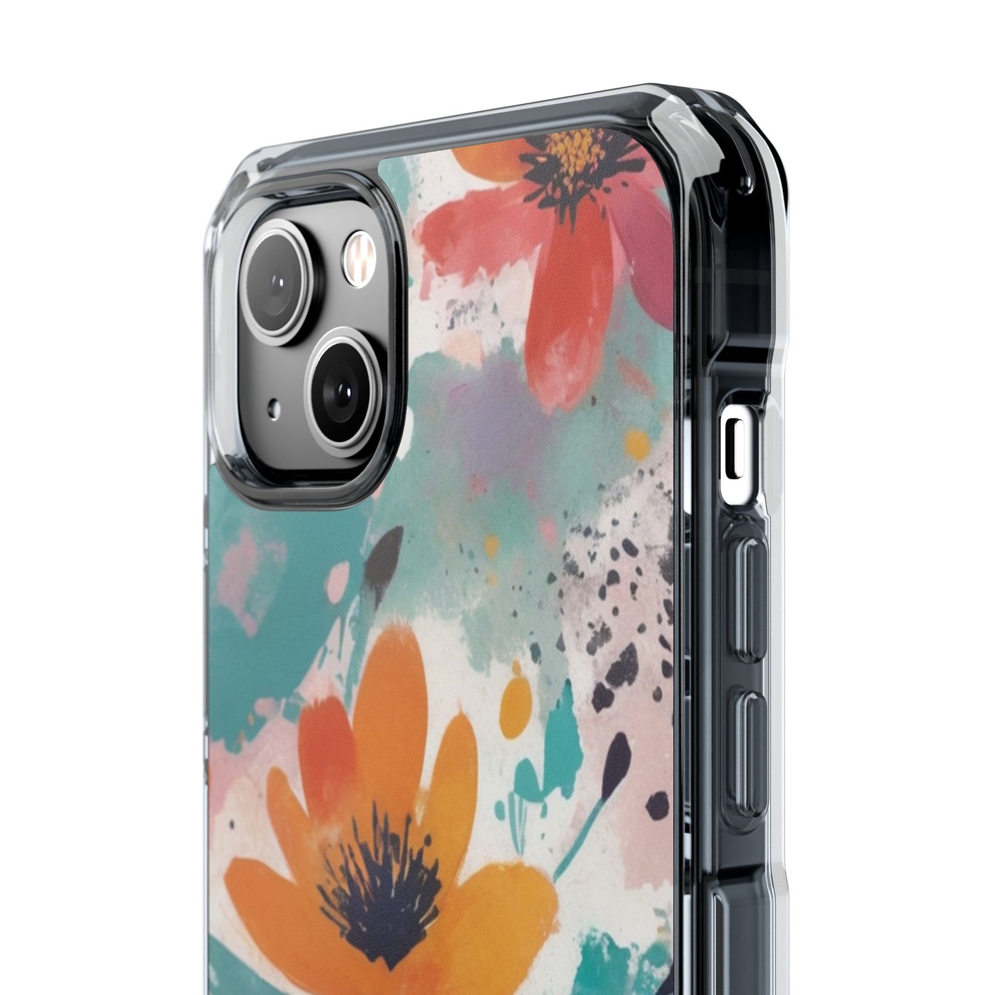 Floral Watercolor Design Magnetic Clear Impact Case for iPhone 16 15 14